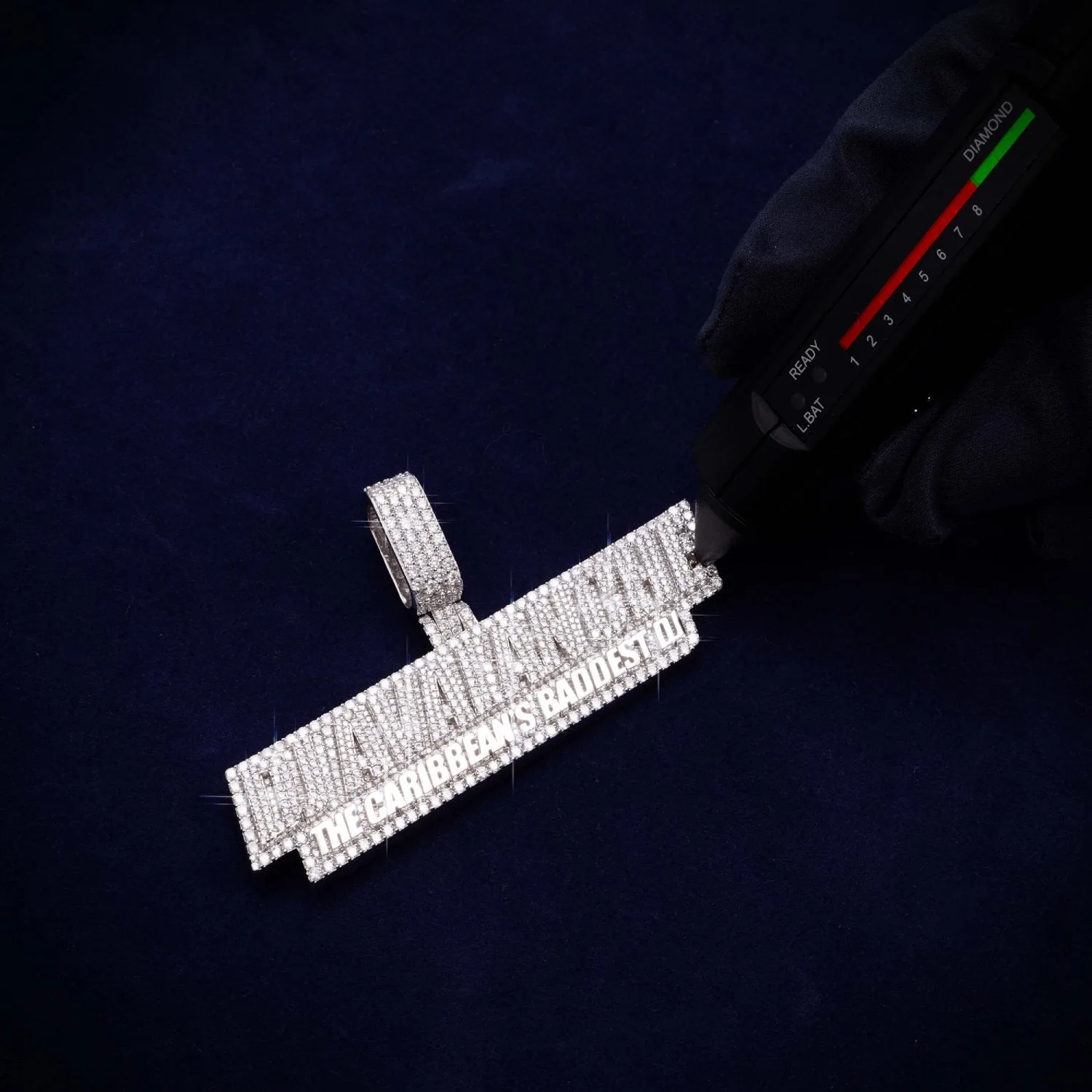 "DJ AVAIANCHE" Custom Moissanite Name Pendant 14K Gold (view 3 of 3)