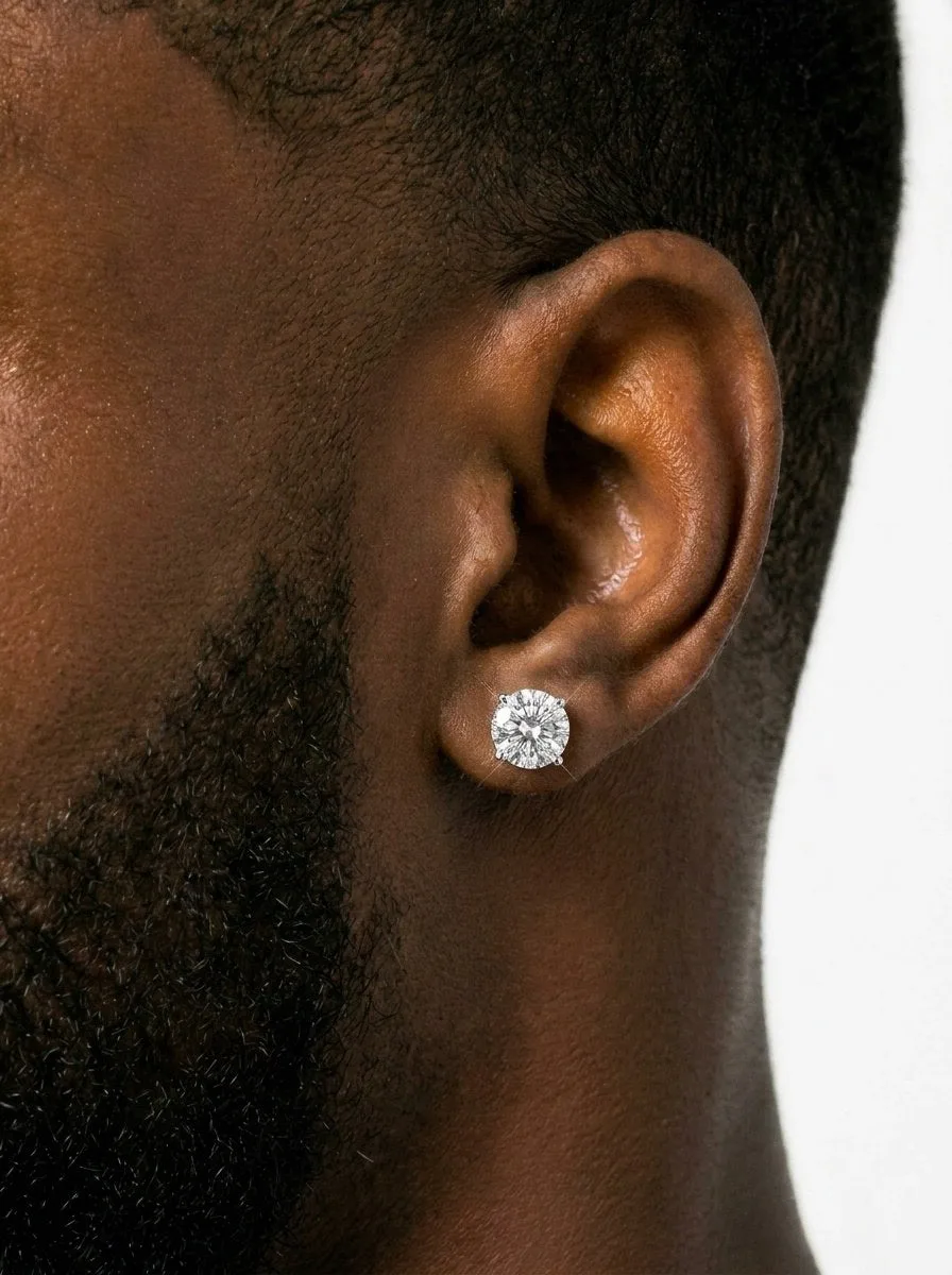 Double Halo Prong Moissanite Earrings 14K Gold (view 3 of 4)