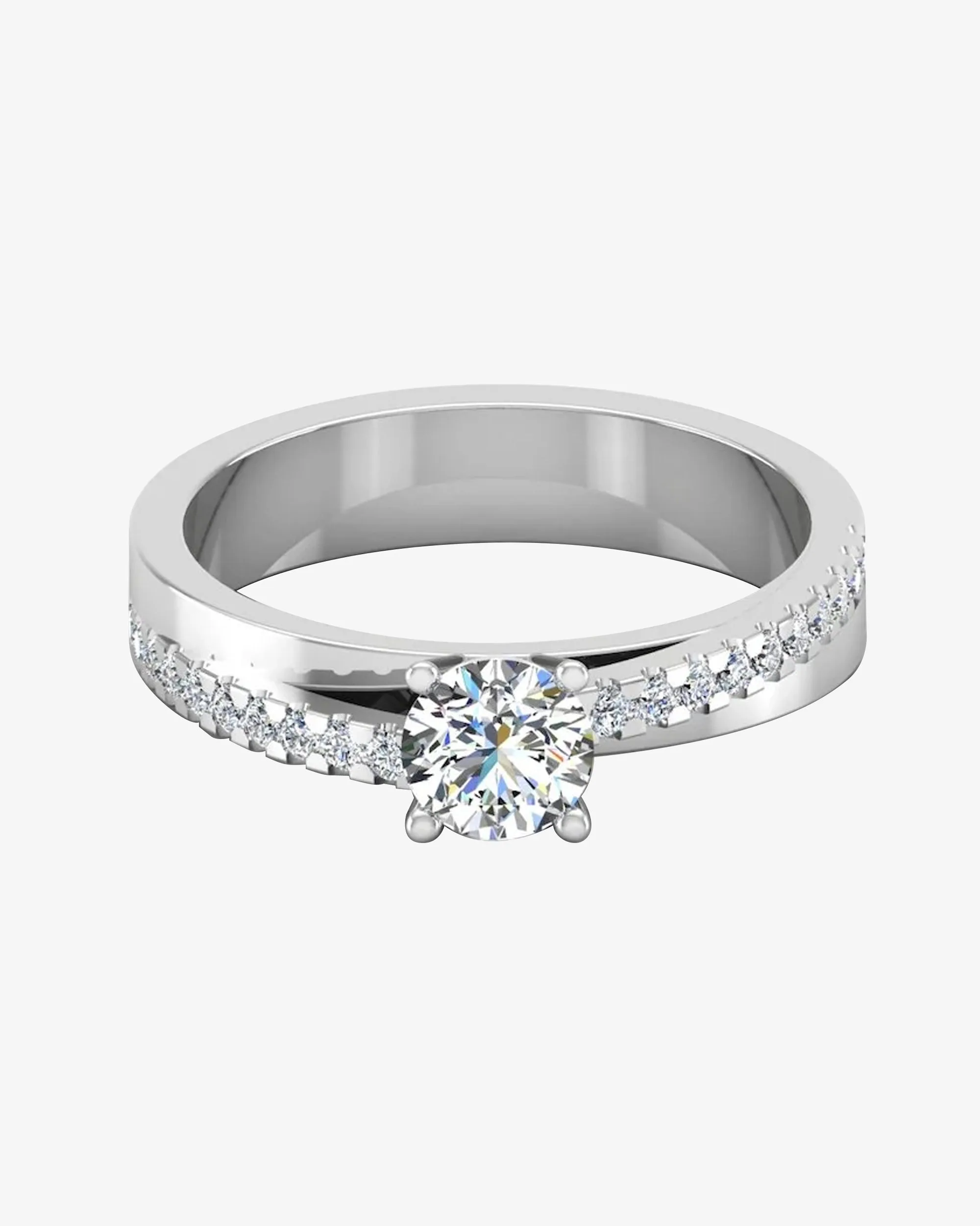 Double Layer Brilliant Cut Moissanite Engagement Ring - in 14k gold (view 2 of 8)