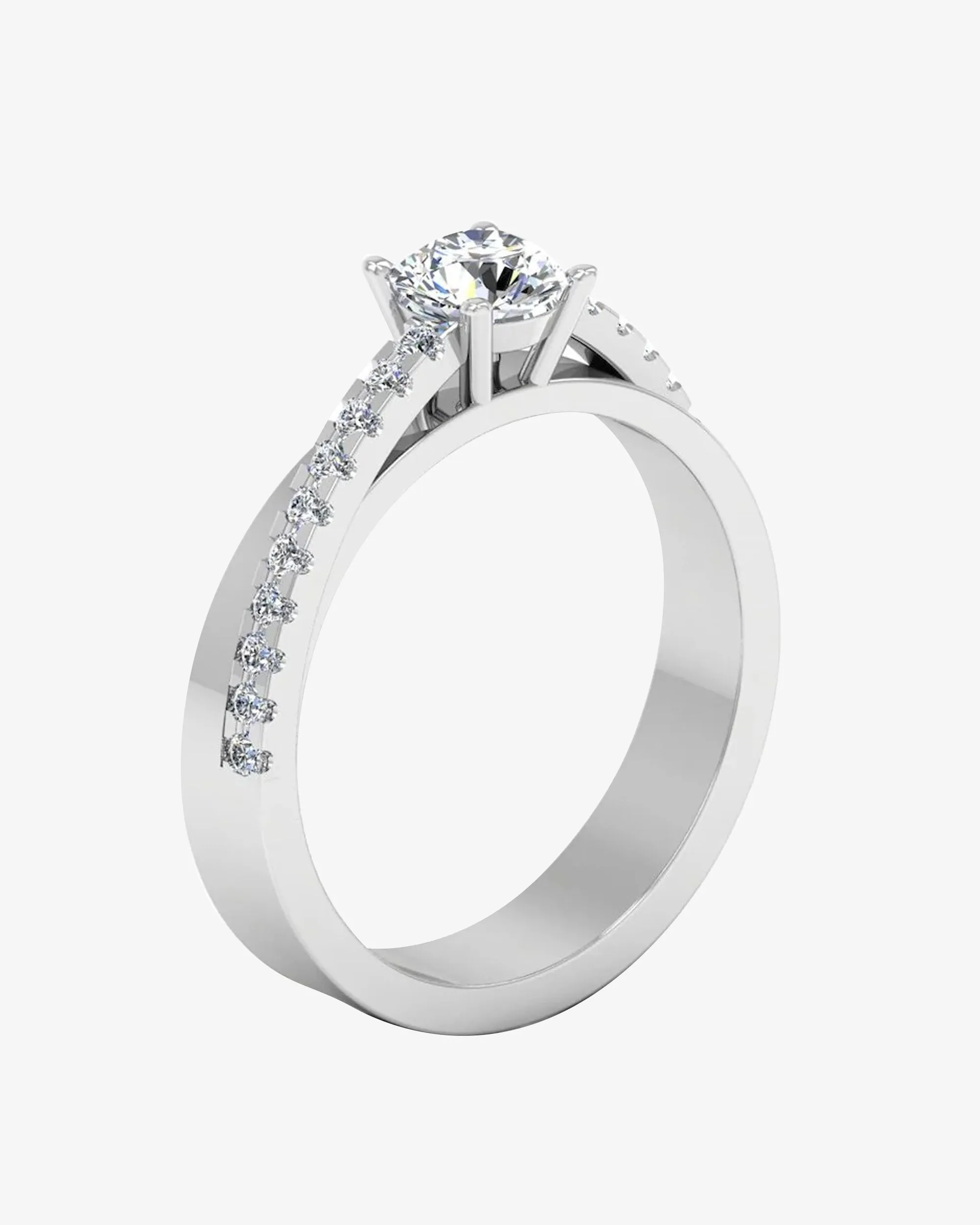 Double Layer Brilliant Cut Moissanite Engagement Ring - in 14k gold (view 3 of 8)