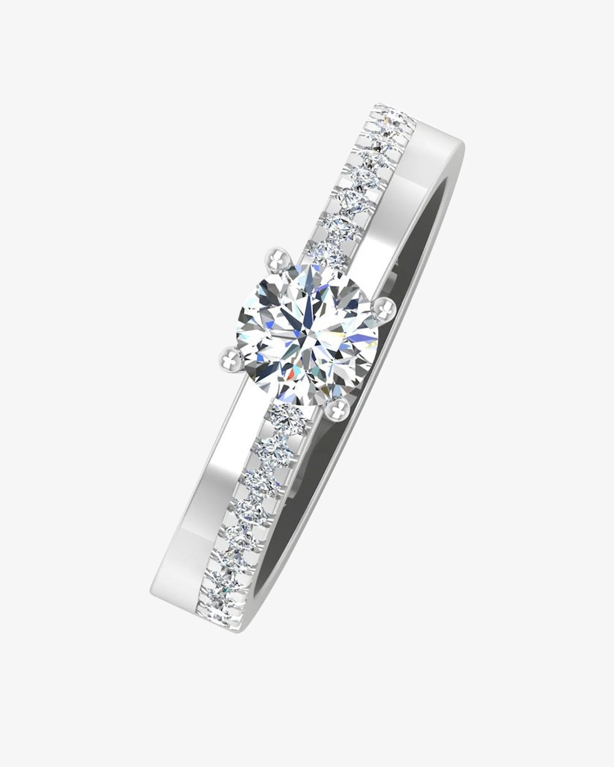 Double Layer Brilliant Cut Moissanite Engagement Ring - in 14k gold (view 4 of 8)