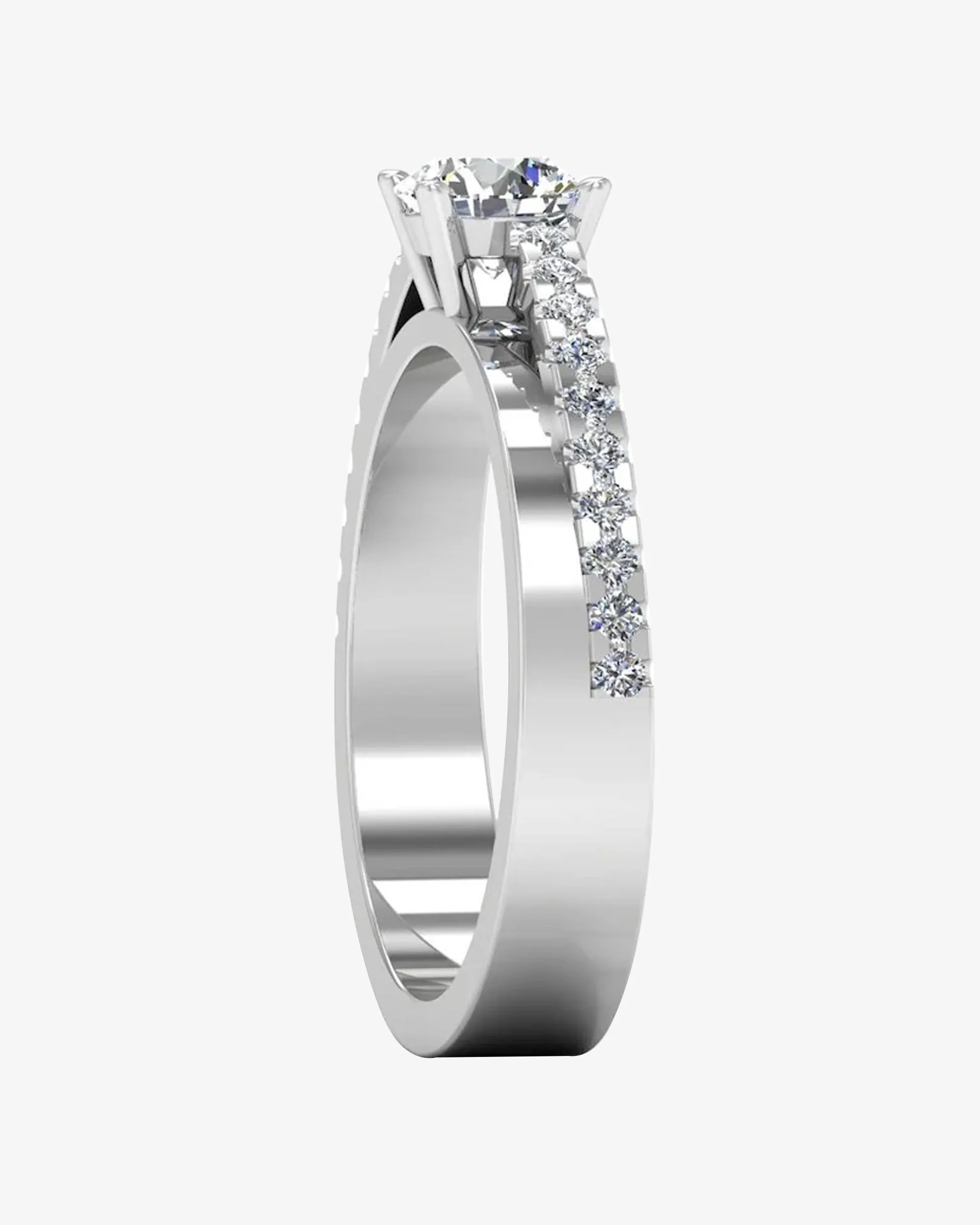 Double Layer Brilliant Cut Moissanite Engagement Ring - in 14k gold (view 5 of 8)