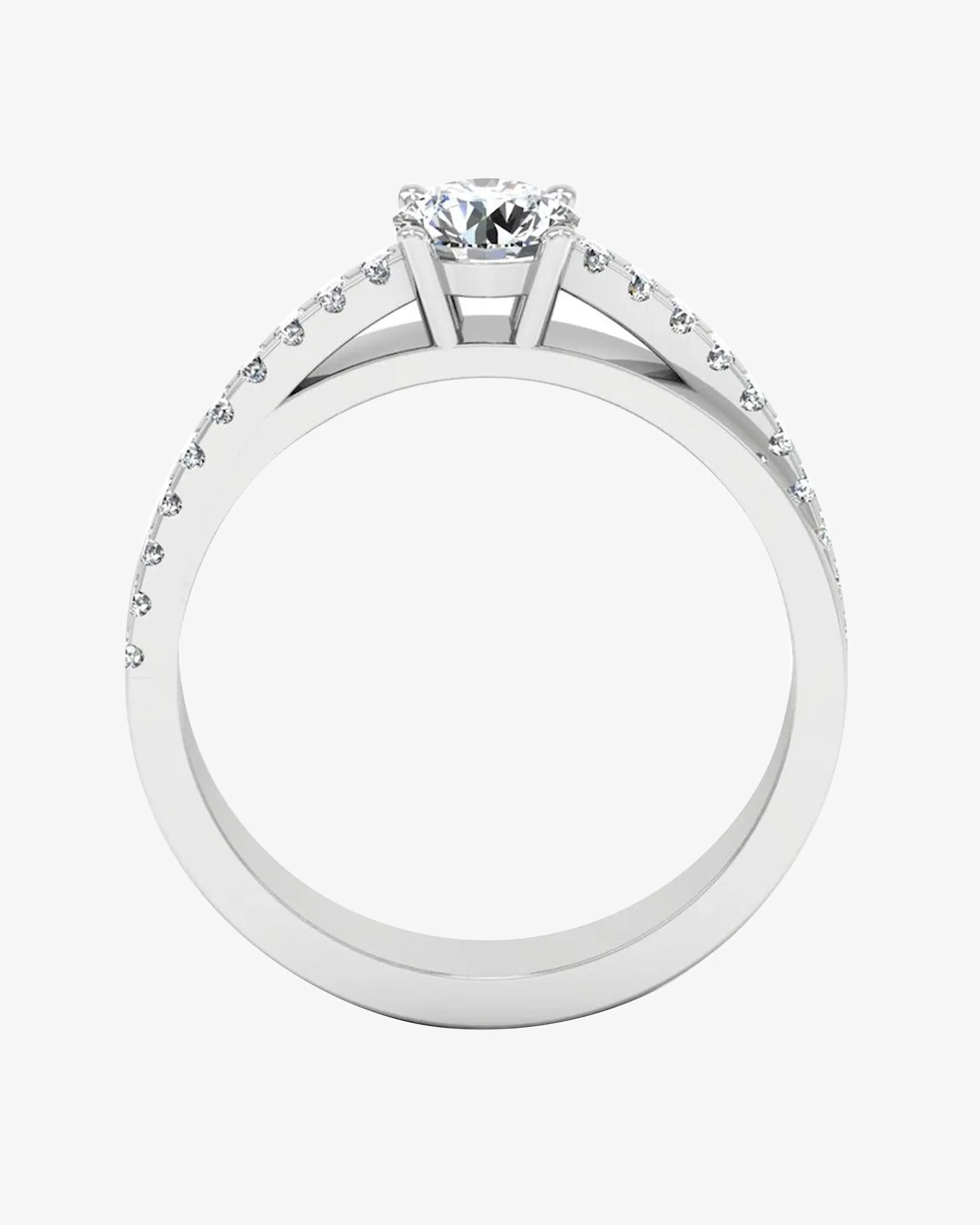 Double Layer Brilliant Cut Moissanite Engagement Ring - in 14k gold (view 6 of 8)