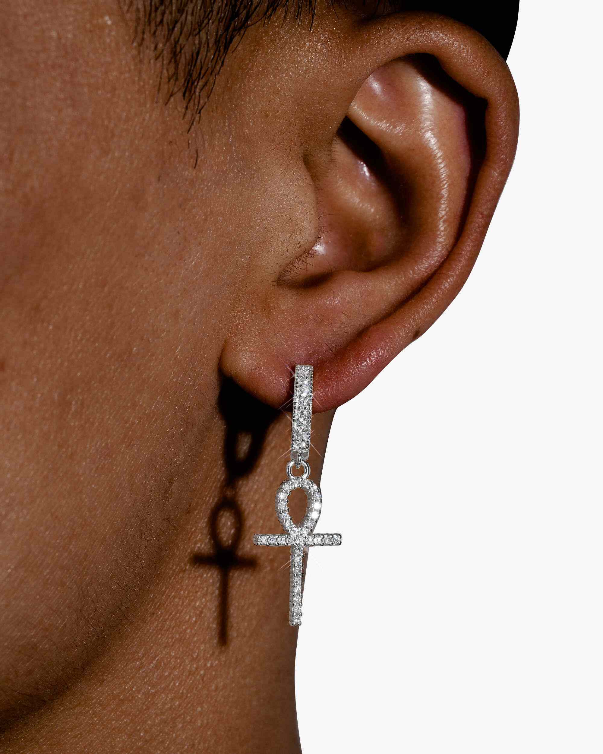Drop Ankh Moissanite Earrings 14K Gold (view 2 of 4)