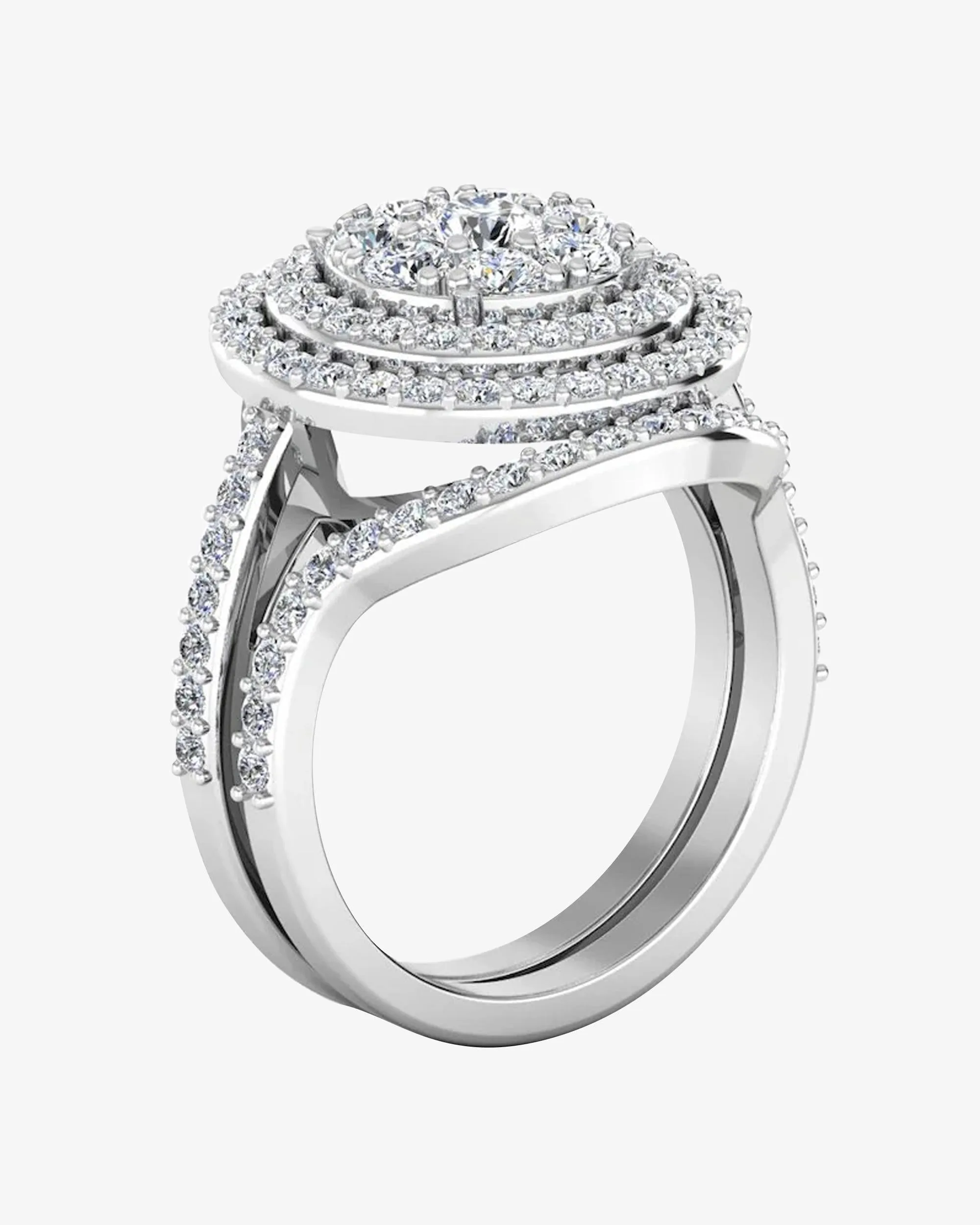 Dual Split Shank Moissanite Dome Engagement Ring - in 14k gold (view 3 of 8)