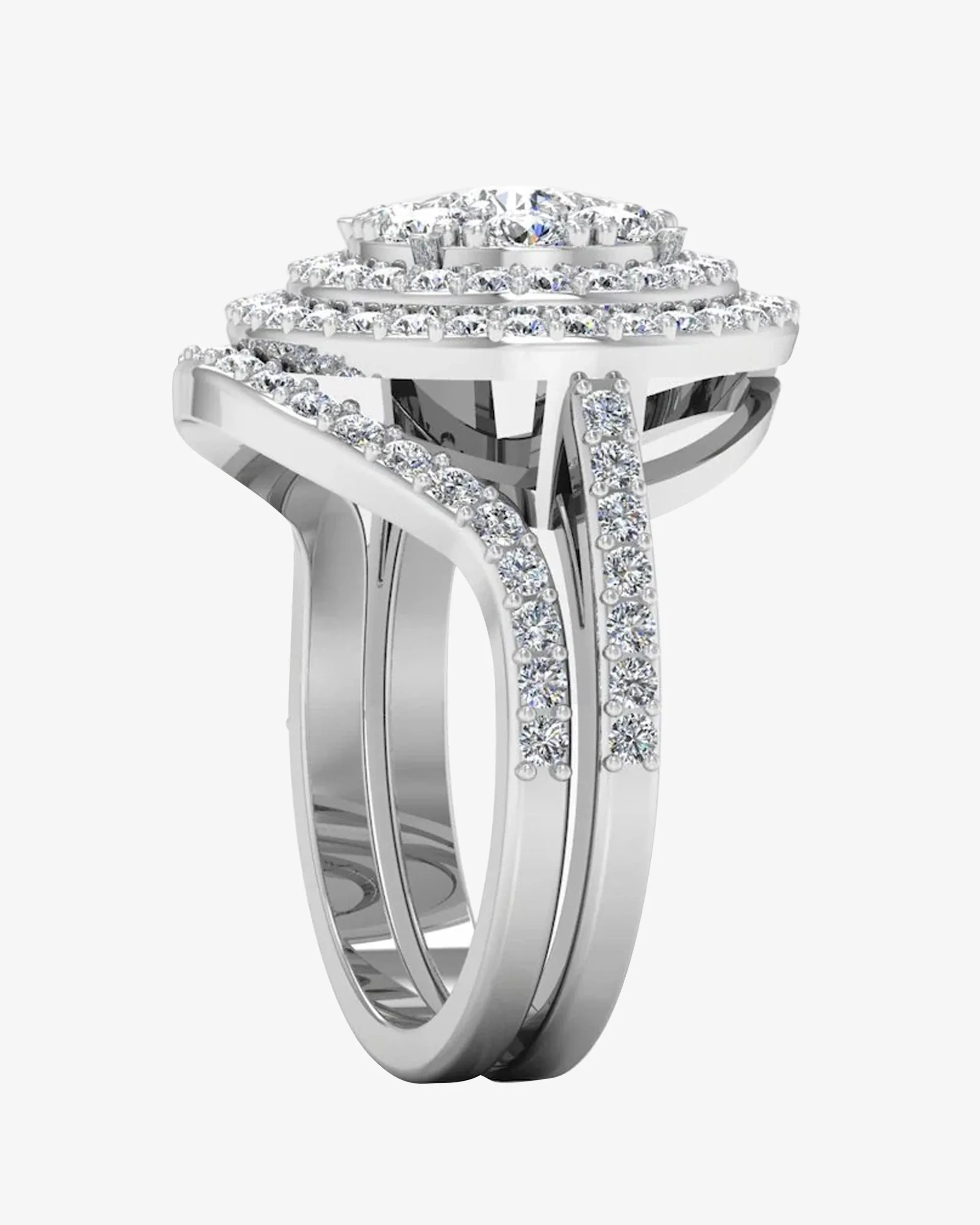 Dual Split Shank Moissanite Dome Engagement Ring - in 14k gold (view 5 of 8)