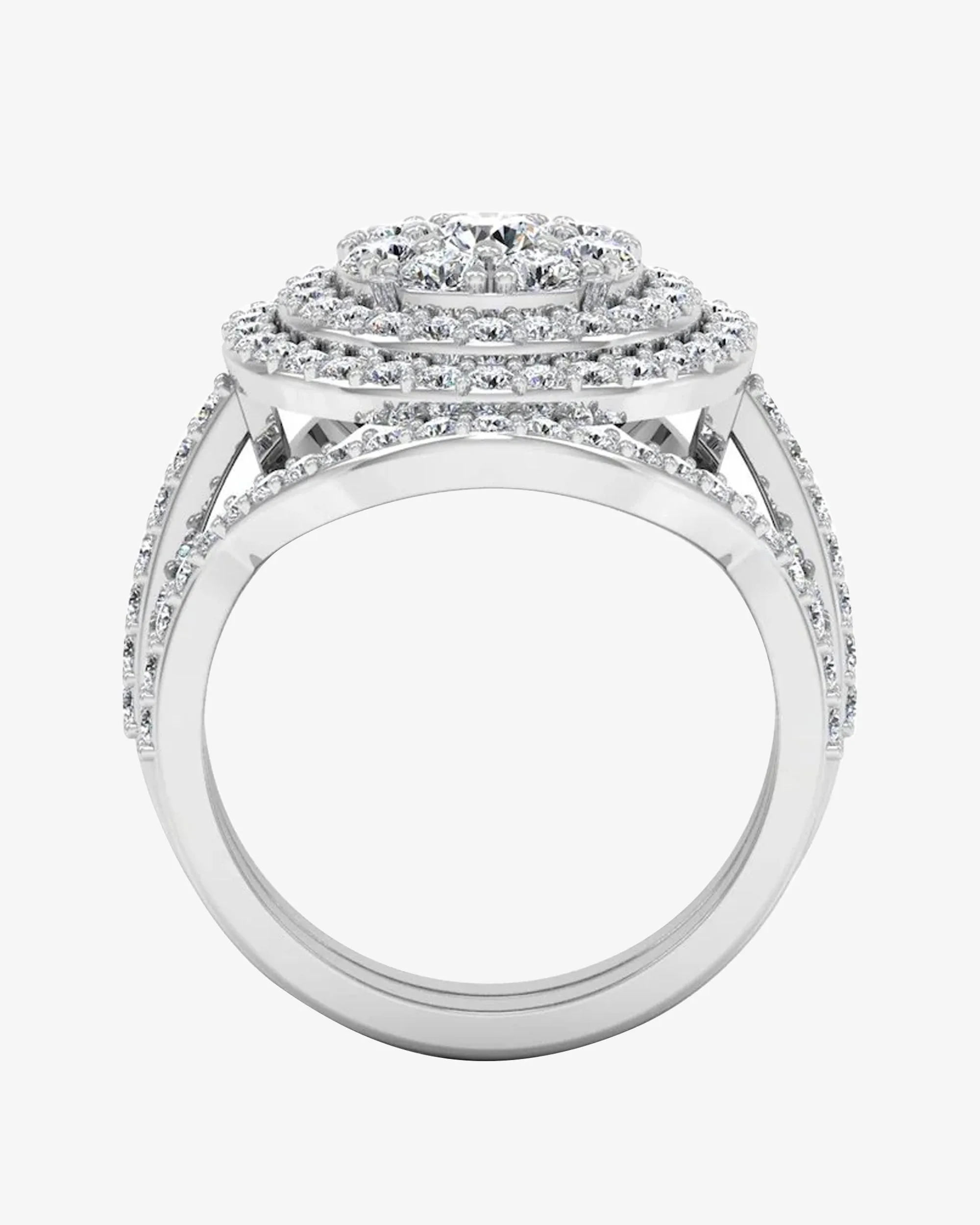 Dual Split Shank Moissanite Dome Engagement Ring - in 14k gold (view 6 of 8)