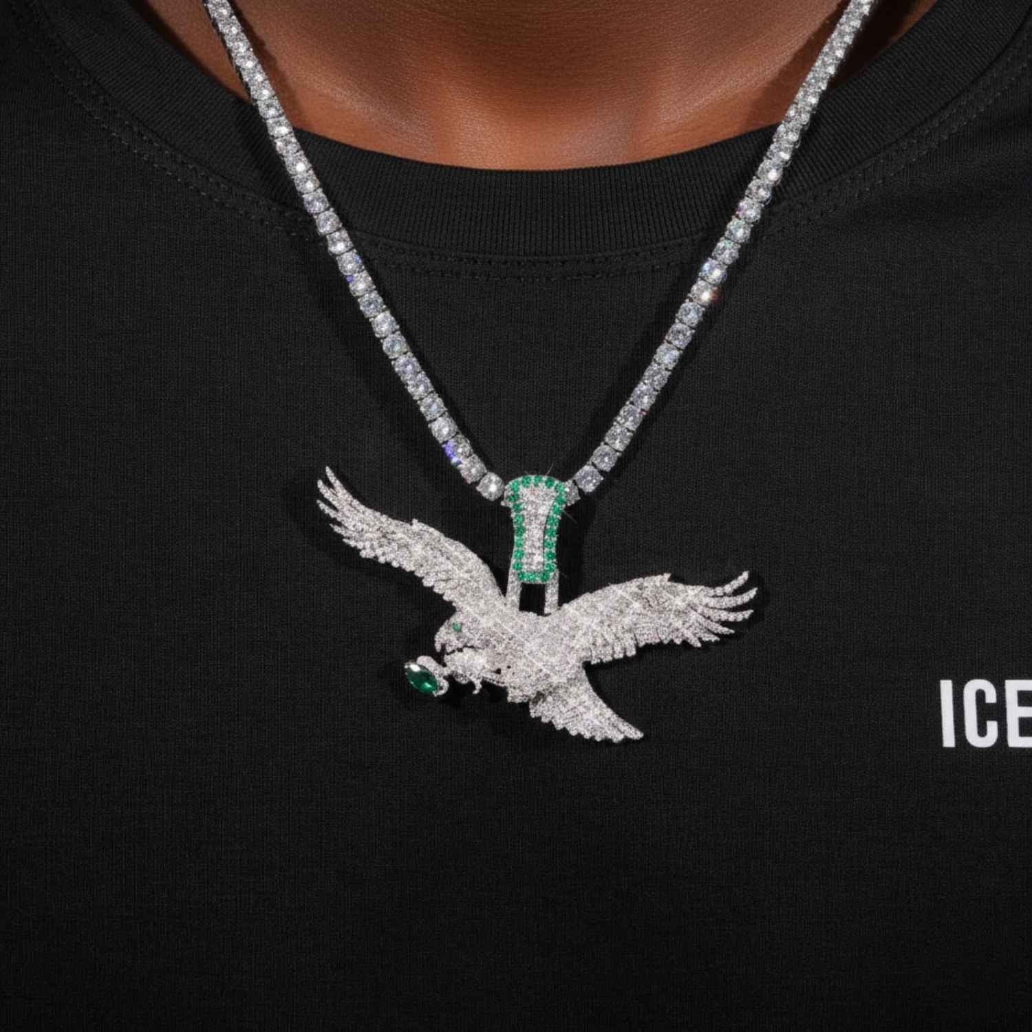 "EAGLE" Custom Moissanite Pendant 14K Gold (view 2 of 4)