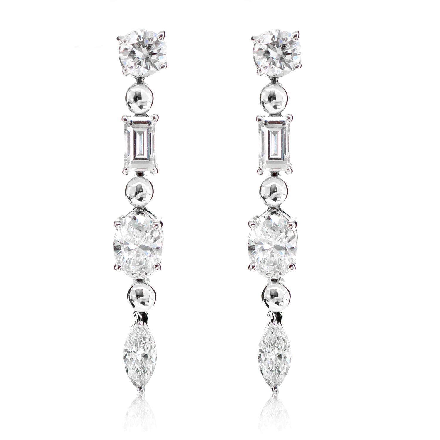 Eclectic Cuts Diamond Dangling Earrings - in yellow gold (view 3 of 6)