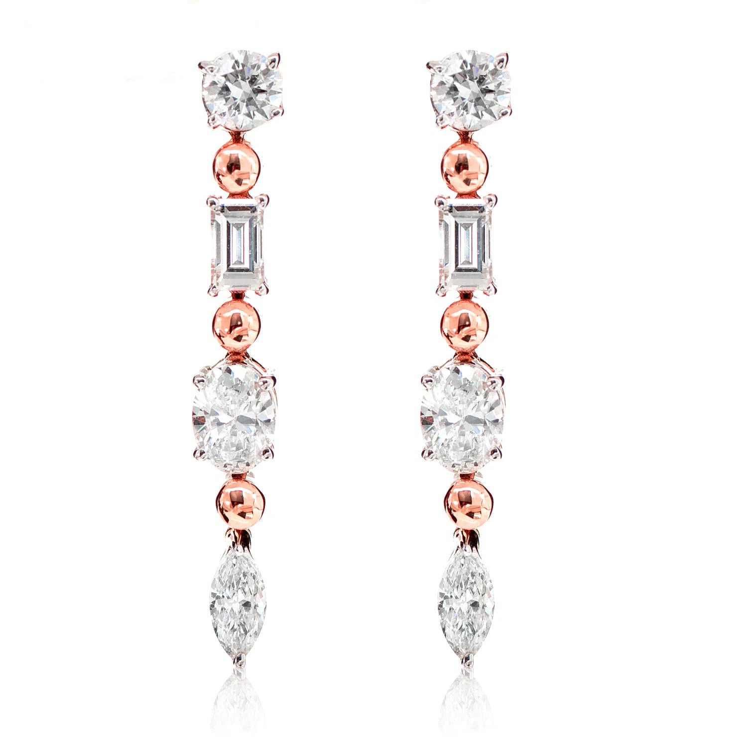 Eclectic Cuts Diamond Dangling Earrings - in yellow gold (view 5 of 6)