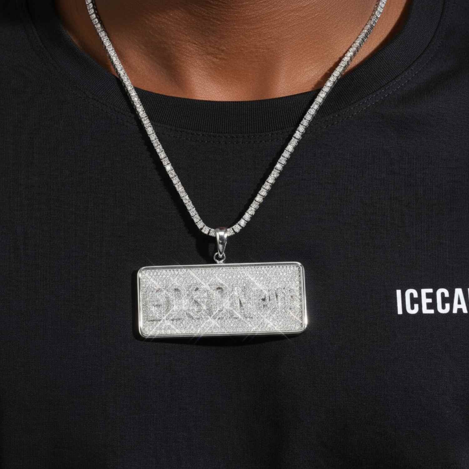 "EDSON" Custom Moissanite Name Pendant 14K Gold (view 2 of 4)