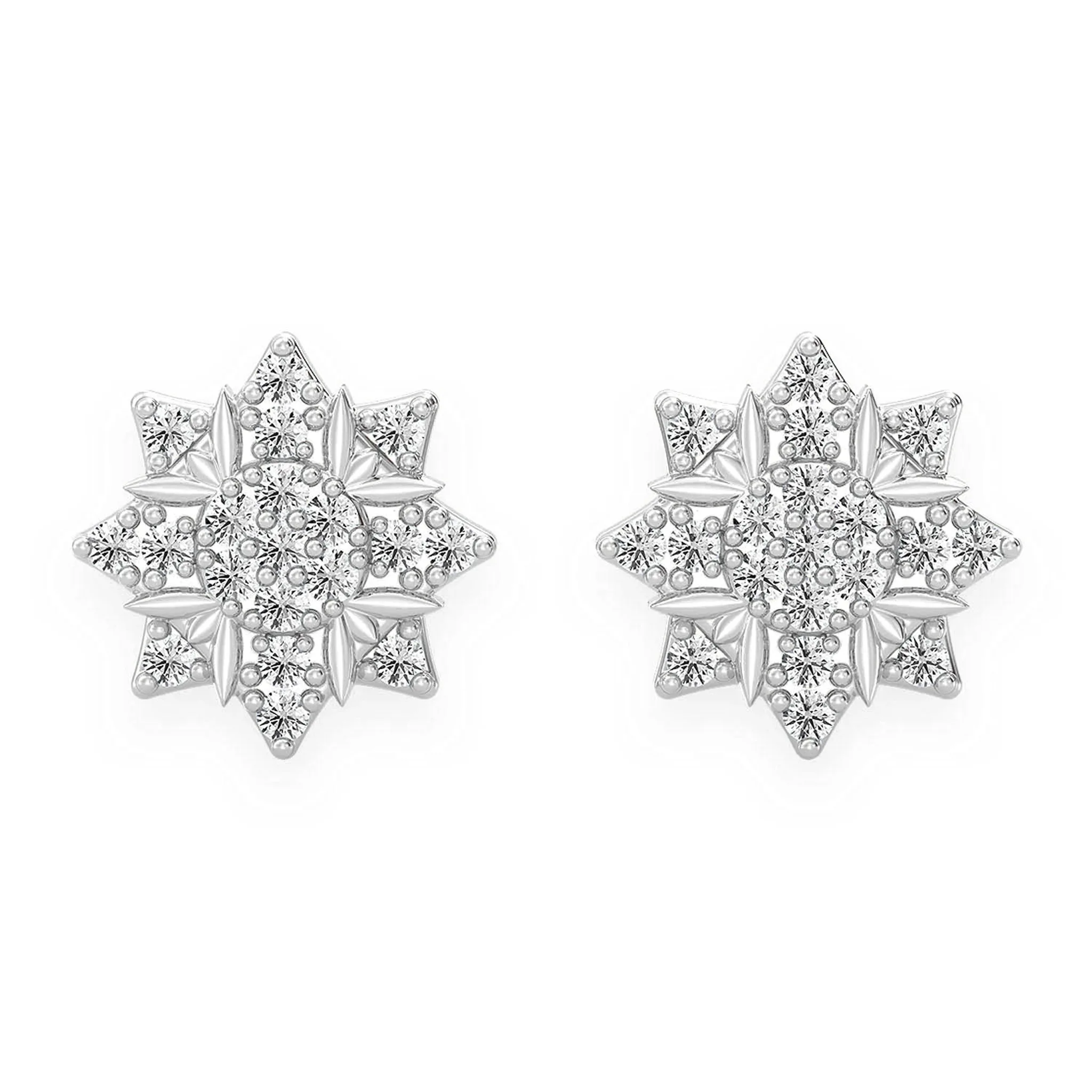 Eight Point Star Diamond Studs - earrings in yellow gold (view 8 of 11)