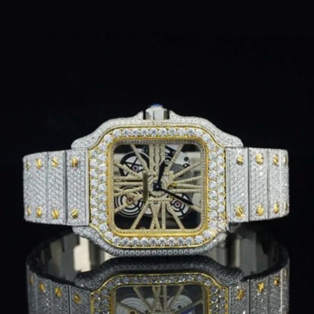 Elegant Automatic Transparent Hip Hop Style Moissanite Diamond Watch
