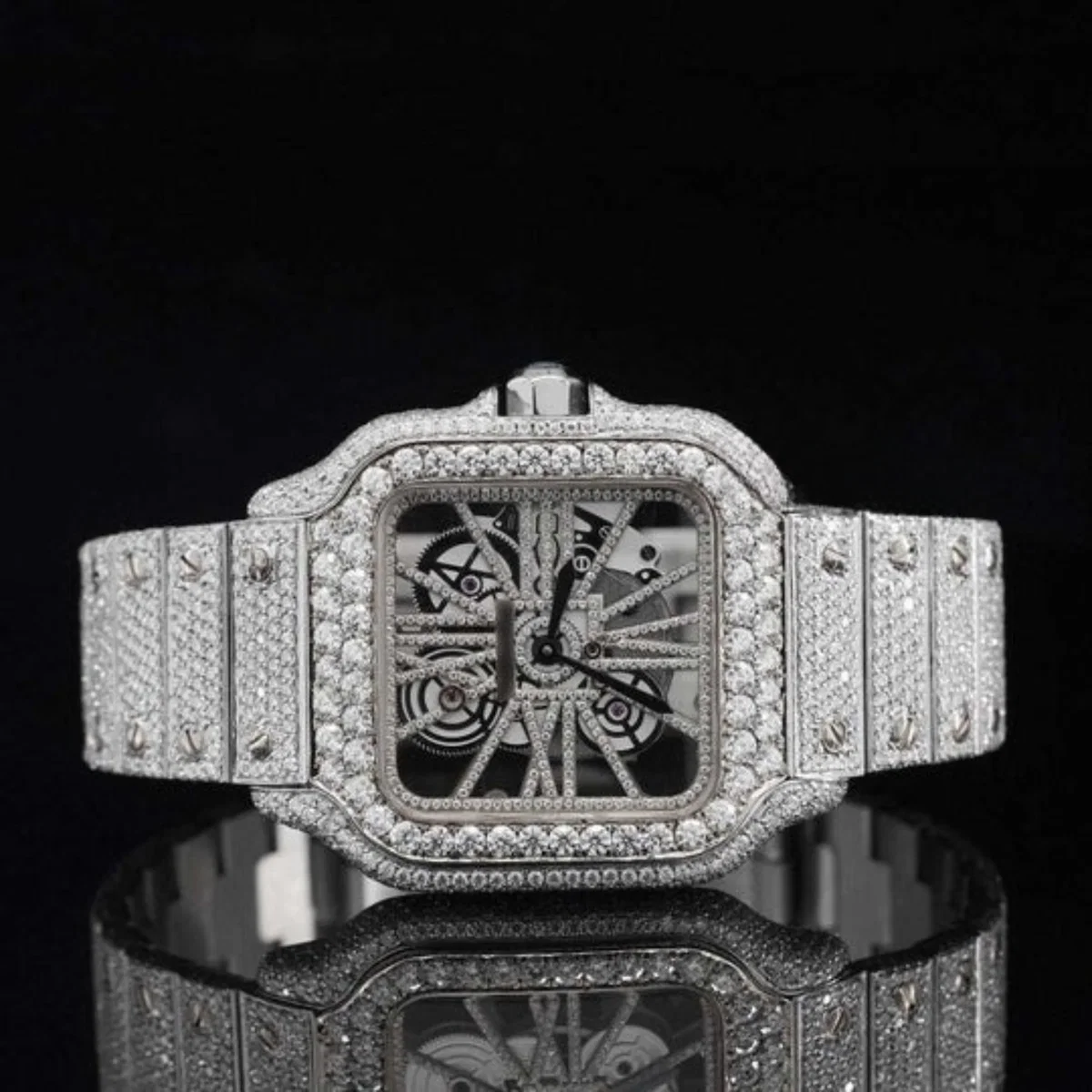 Elegant Automatic Transparent Hip Hop Style Moissanite Diamond Watch (view 2 of 7)