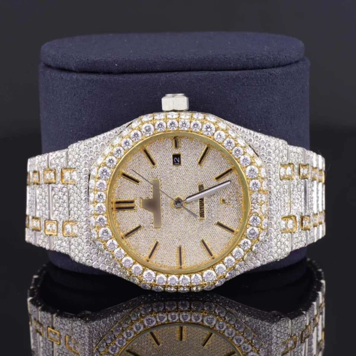 Elegant Iced Out Moissanite Watch For Men Sapphire Crystal Glass (view 4 of 8)
