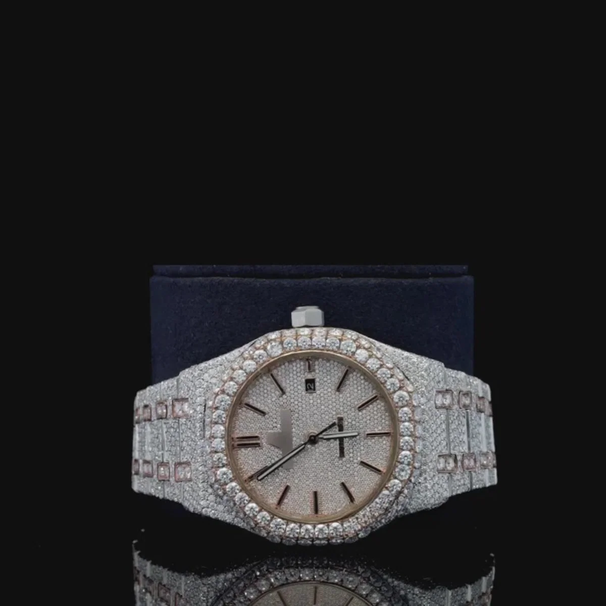 Elegant Iced Out Moissanite Watch For Men Sapphire Crystal Glass (view 5 of 8)