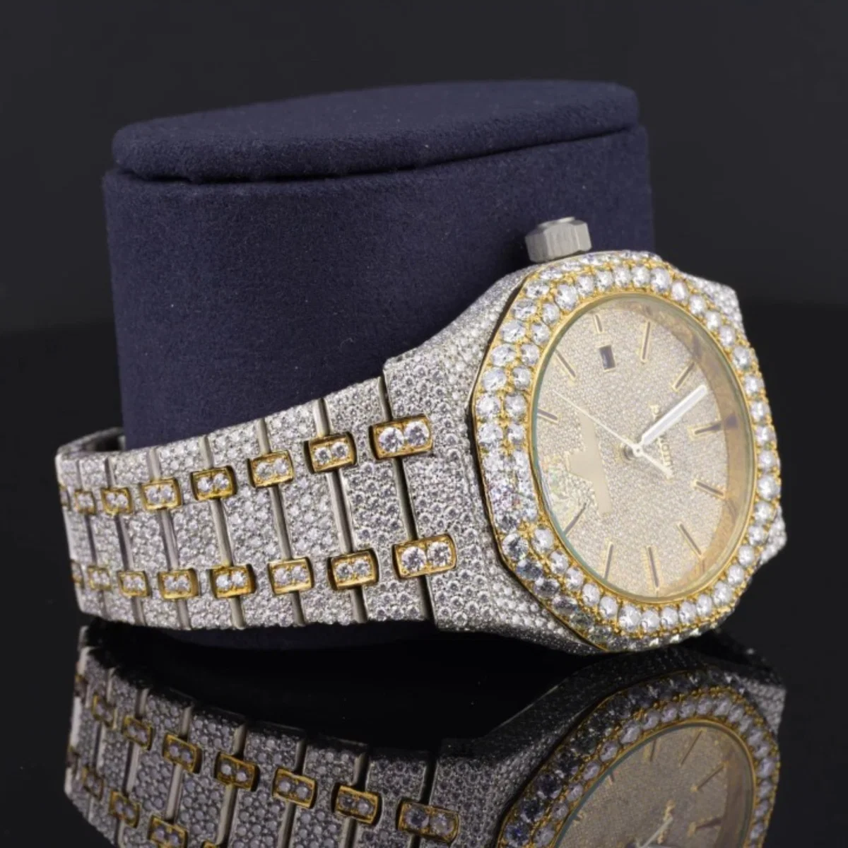 Elegant Iced Out Moissanite Watch For Men Sapphire Crystal Glass (view 6 of 8)