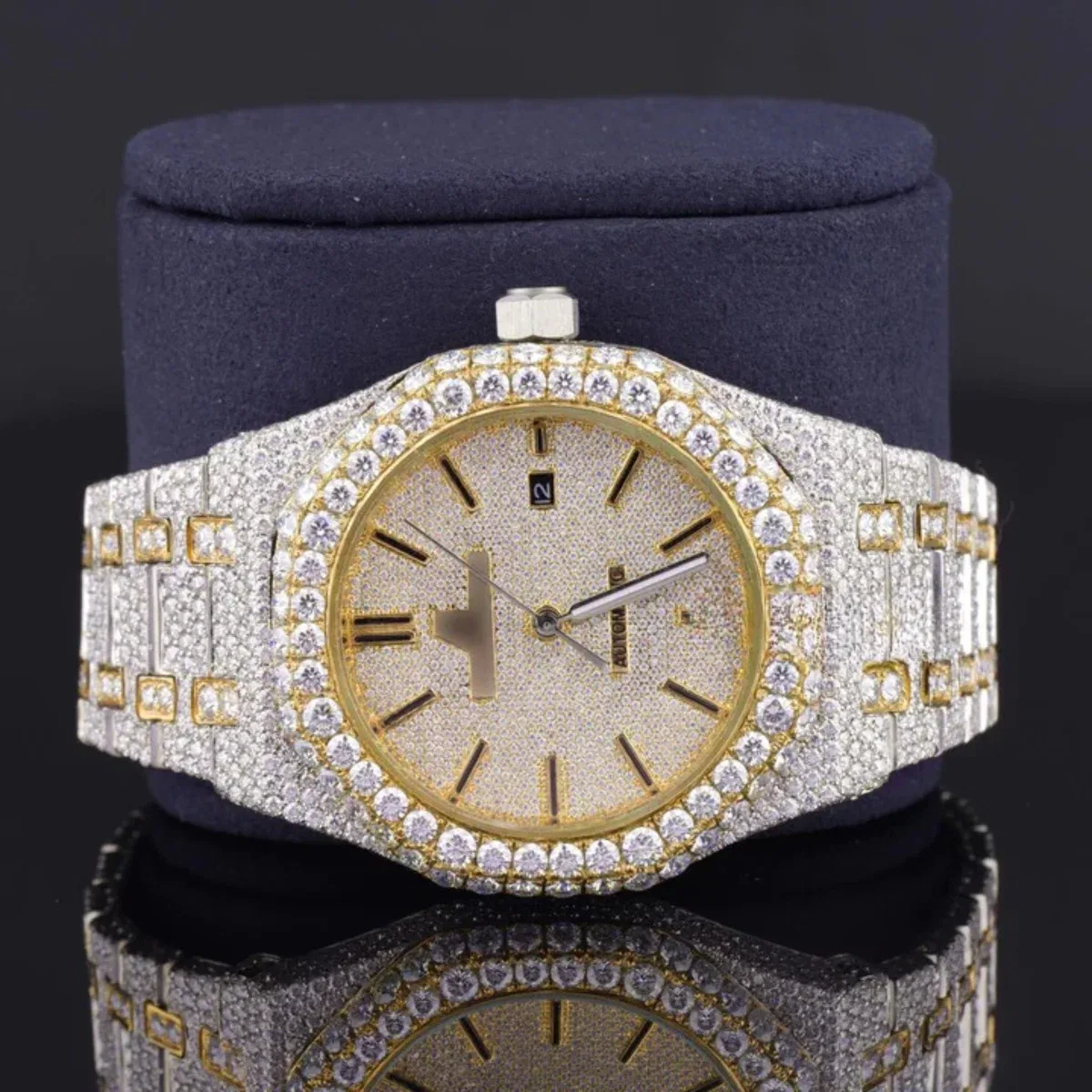 Elegant Iced Out Moissanite Watch For Men Sapphire Crystal Glass (view 2 of 8)