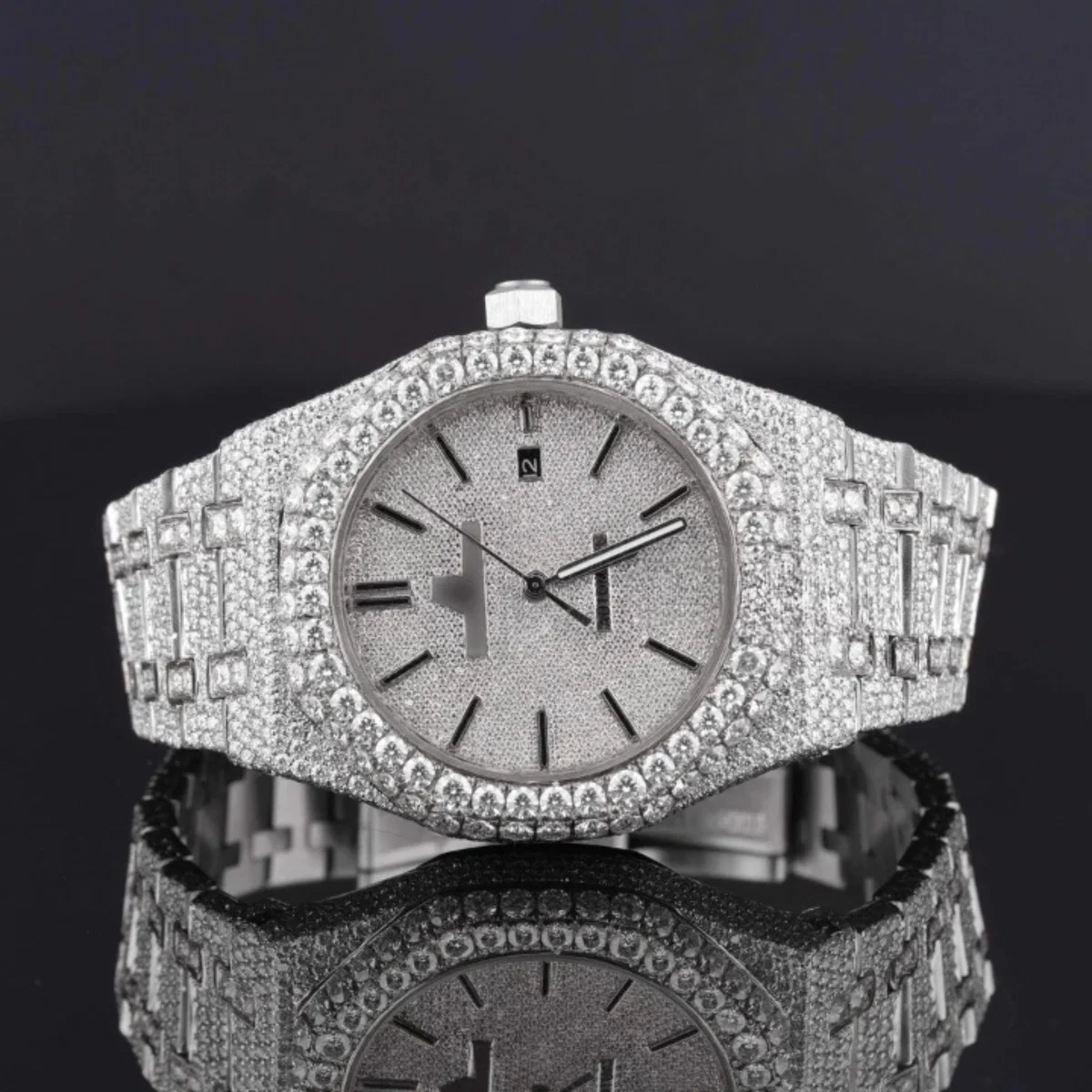 Elegant Iced Out Moissanite Watch For Men Sapphire Crystal Glass (view 3 of 8)