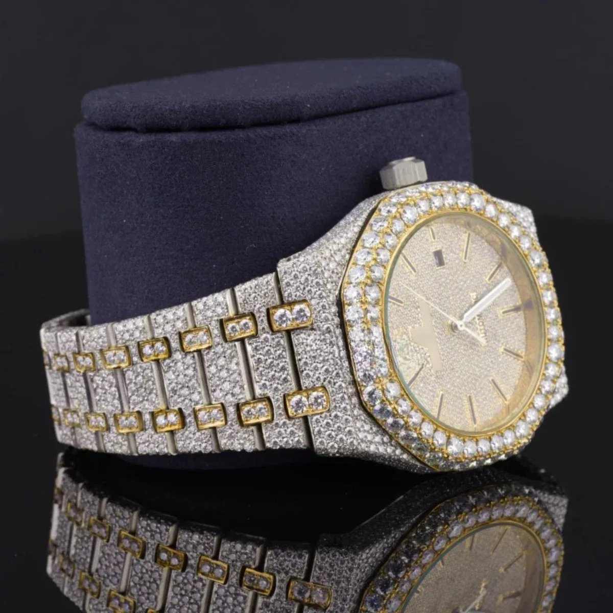 Elegant Iced Out Moissanite Watch For Men Sapphire Crystal Glass (view 4 of 8)