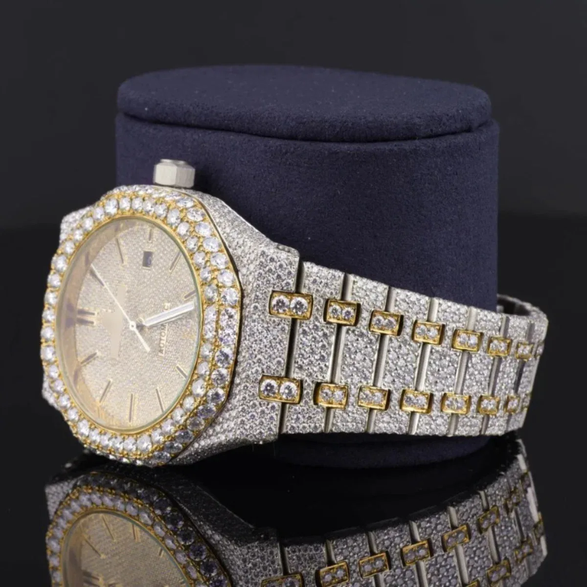 Elegant Iced Out Moissanite Watch For Men Sapphire Crystal Glass (view 5 of 8)