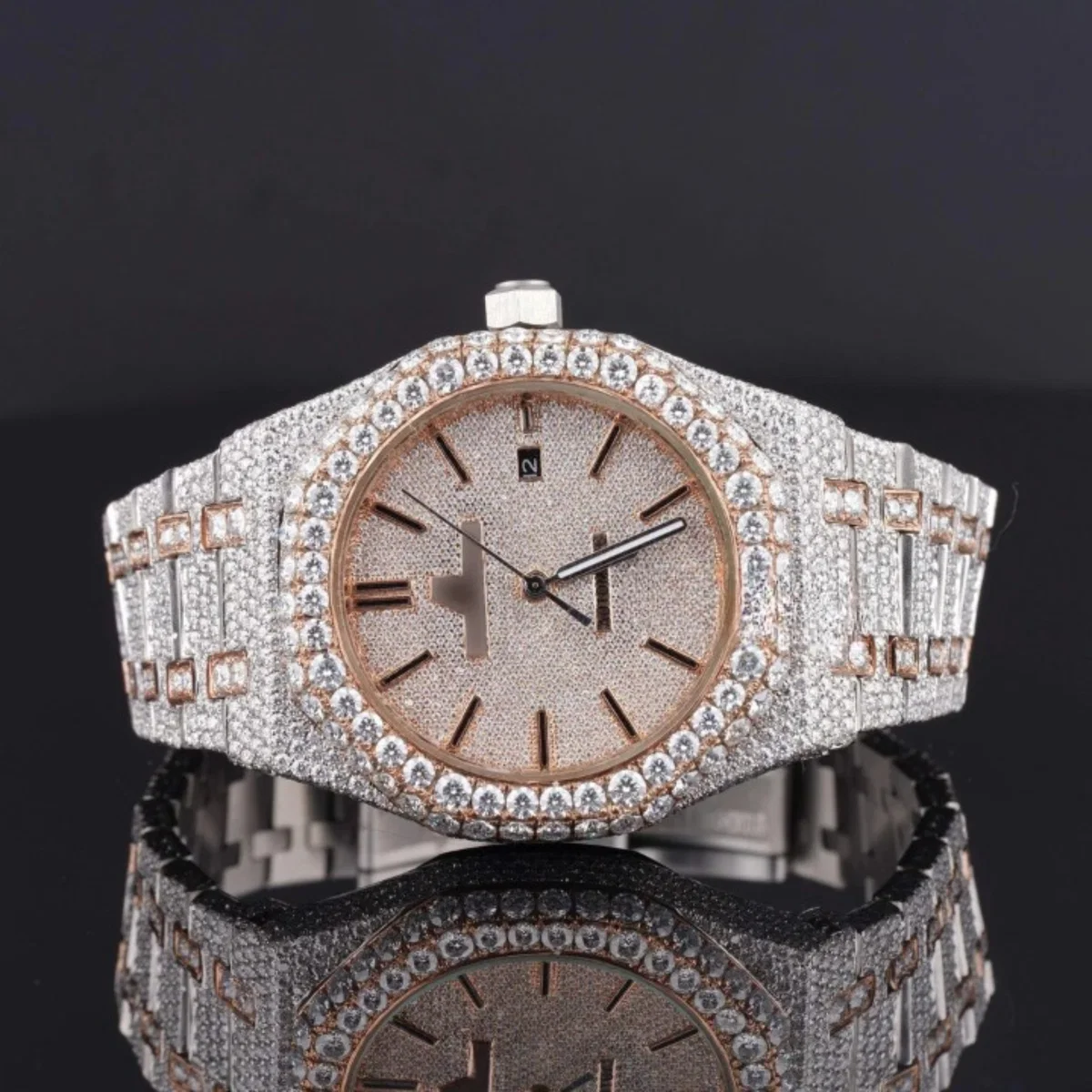 Elegant Iced Out Moissanite Watch For Men Sapphire Crystal Glass (view 7 of 8)