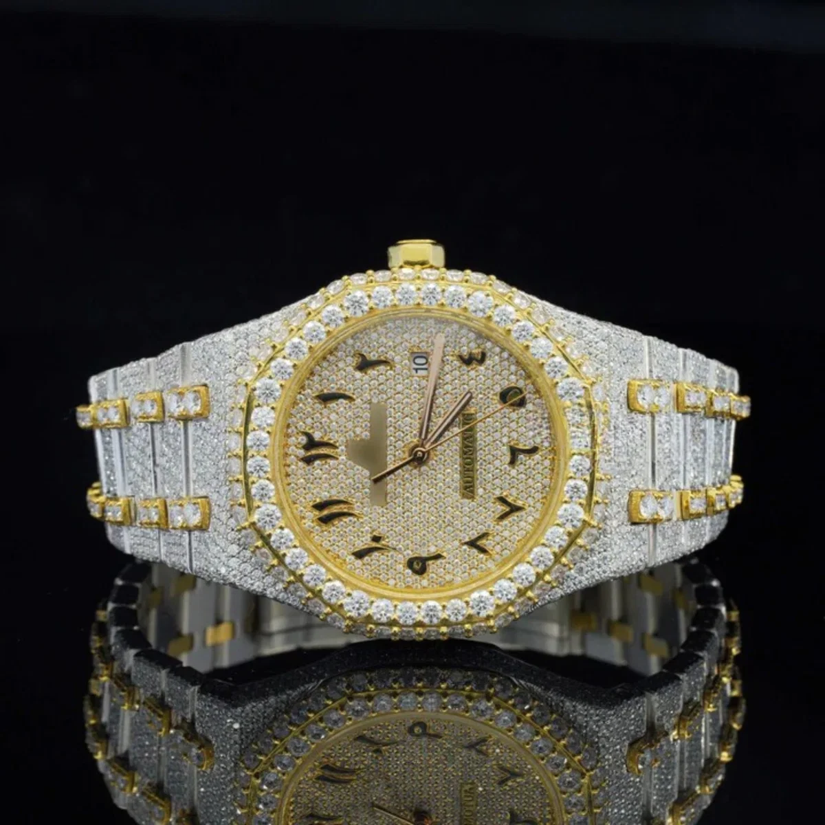 Elegant Look Arabian Style Fully Automatic Moissanite Watch