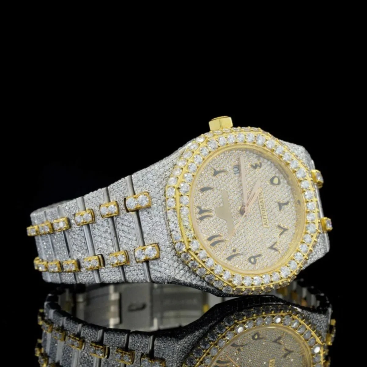 Elegant Look Arabian Style Fully Automatic Moissanite Watch (view 4 of 6)