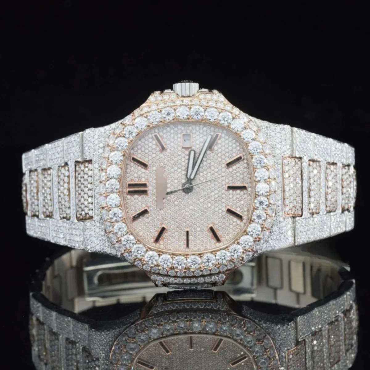 Elegant Moissanite Diamond Iced Out And Automatic Wrist Watch (view 3 of 7)