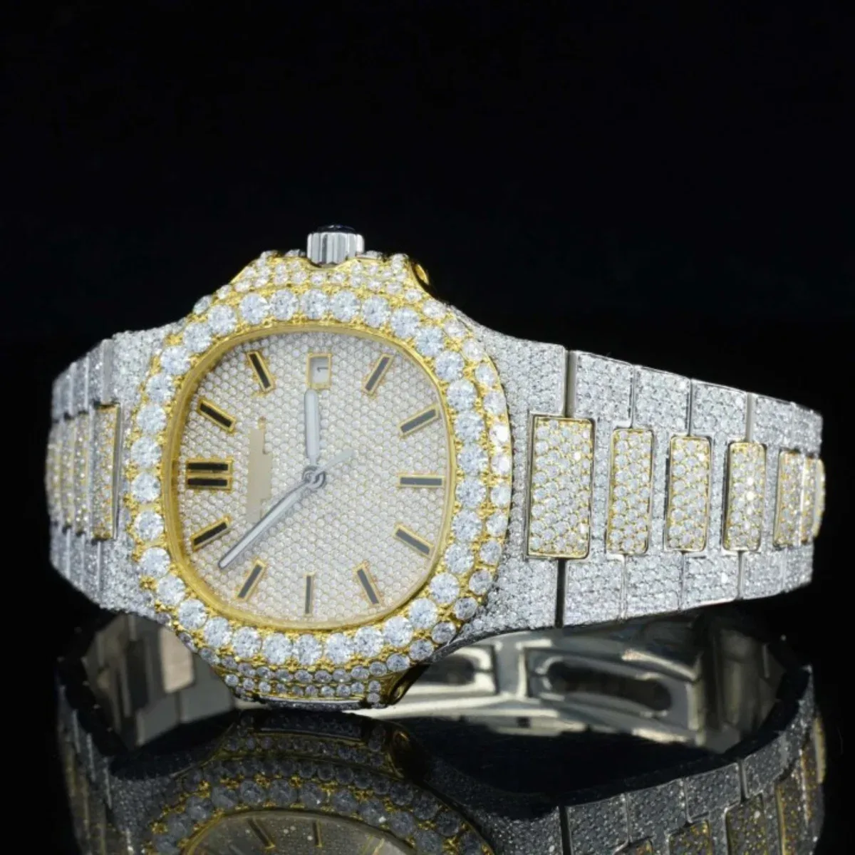 Elegant Moissanite Diamond Iced Out And Automatic Wrist Watch (view 5 of 7)