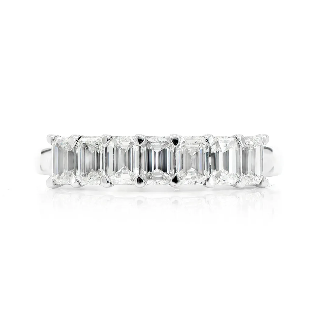 Emerald Cut Diamond Ring - in white gold
