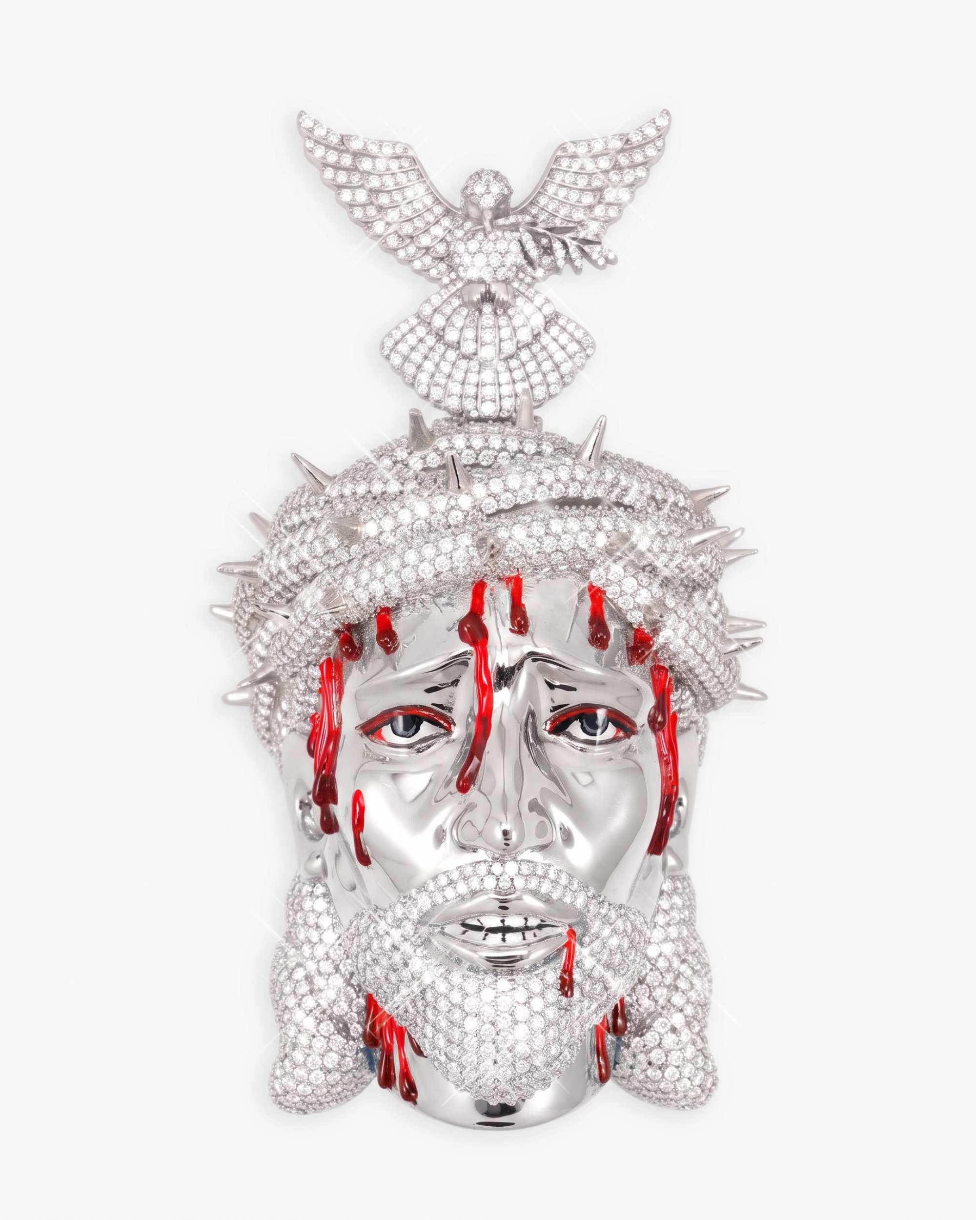 Enamel Moissanite Jesus Pendant 14K Gold (view 6 of 15)