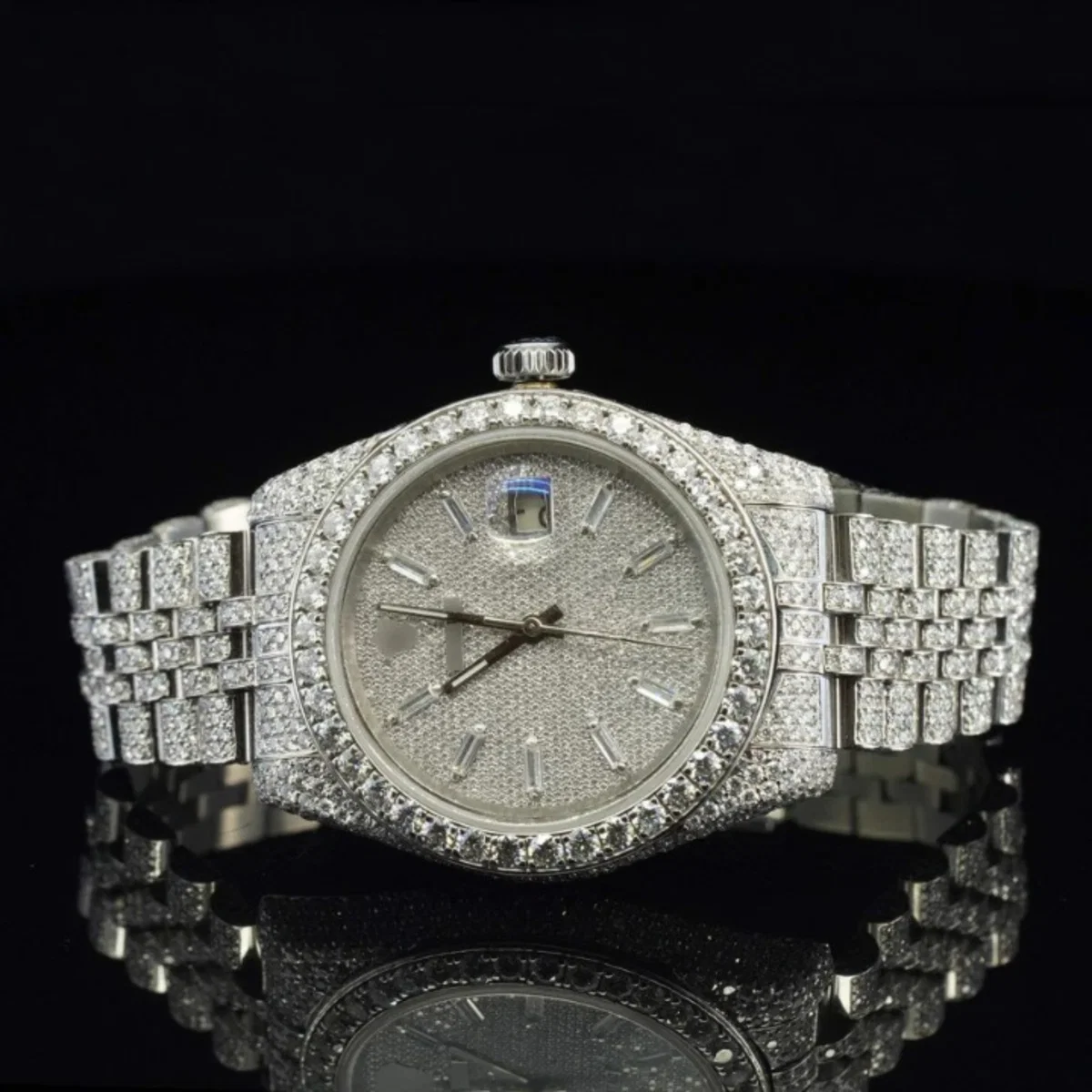 Excellent Moissanite Diamond Iced Out Watch With Chromalight Display (view 2 of 5)