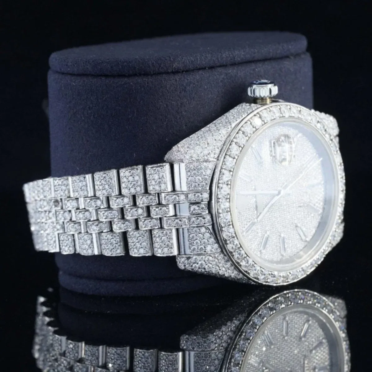 Excellent Moissanite Diamond Iced Out Watch With Chromalight Display (view 3 of 5)