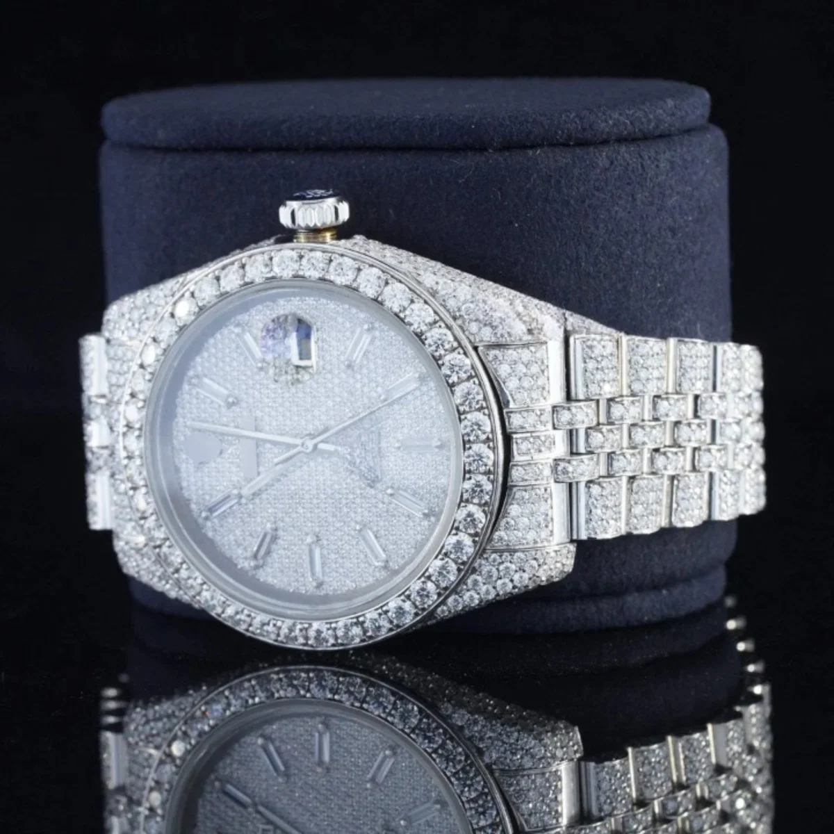 Excellent Moissanite Diamond Iced Out Watch With Chromalight Display (view 4 of 5)