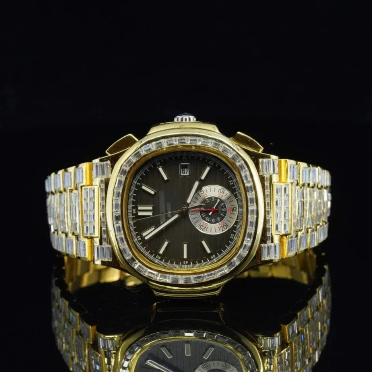 Exceptional Iced Out Moissanite Watch With Automatic Chronograph Waterproof Watch For Men (view 2 of 7)