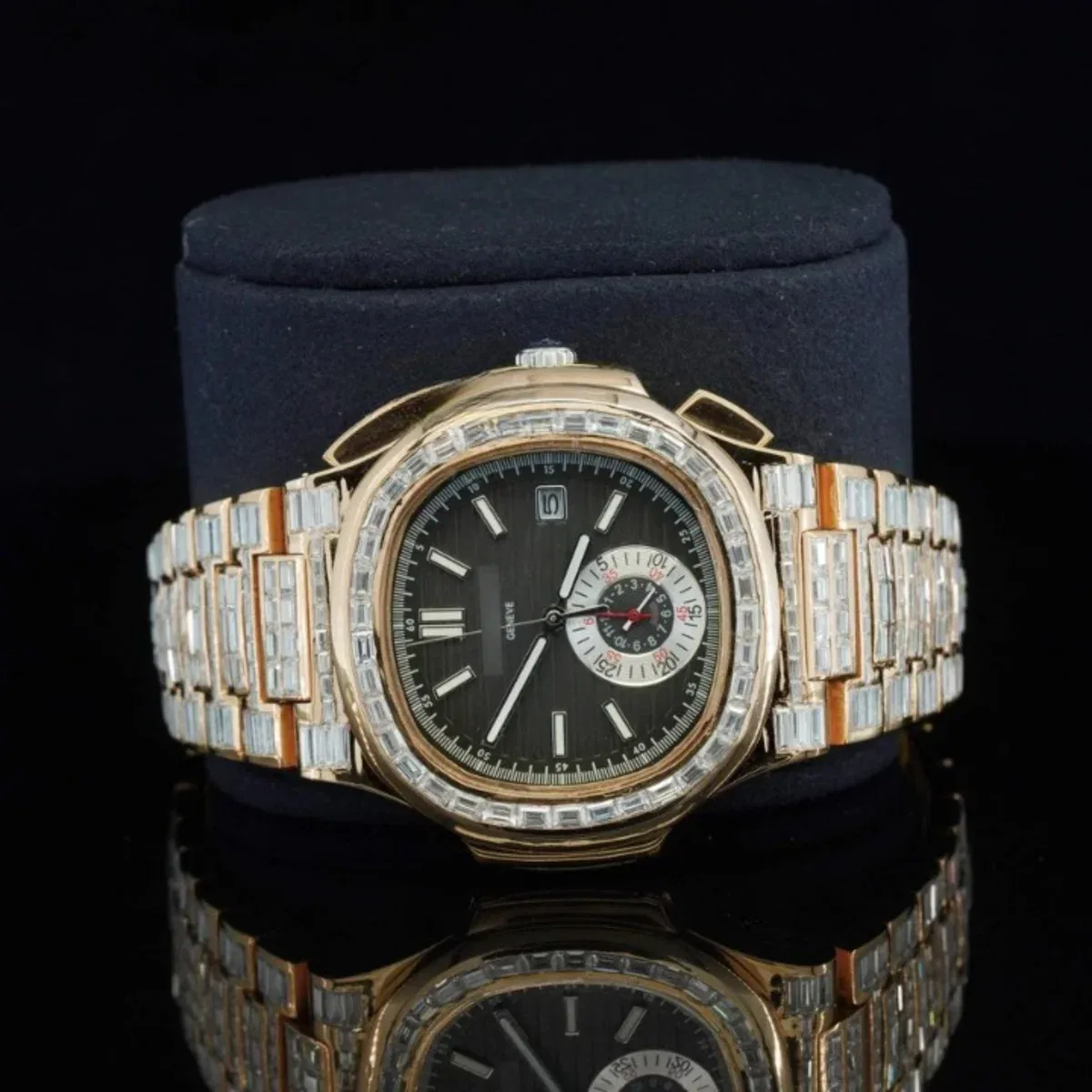 Exceptional Iced Out Moissanite Watch With Automatic Chronograph Waterproof Watch For Men (view 4 of 7)