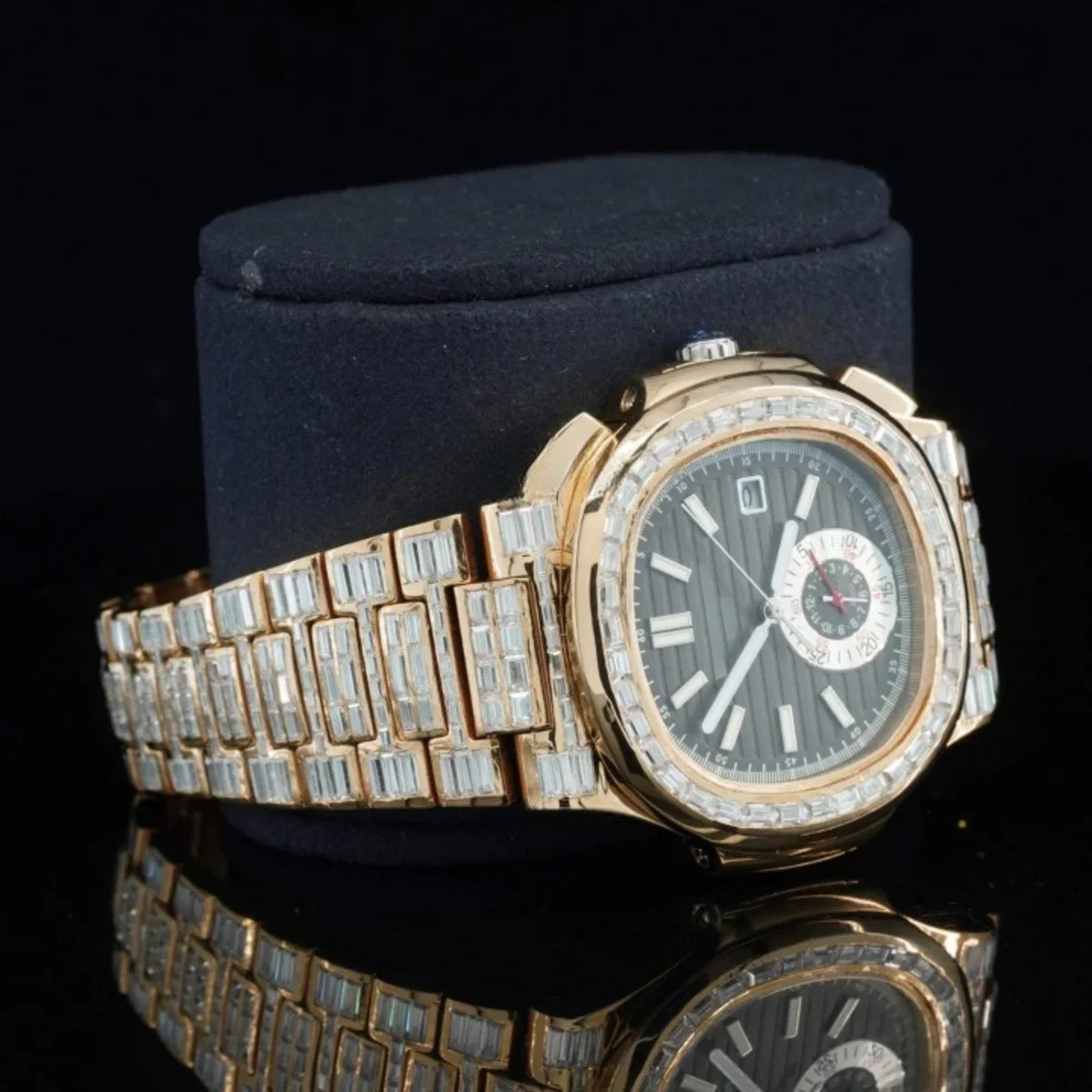 Exceptional Iced Out Moissanite Watch With Automatic Chronograph Waterproof Watch For Men (view 5 of 7)