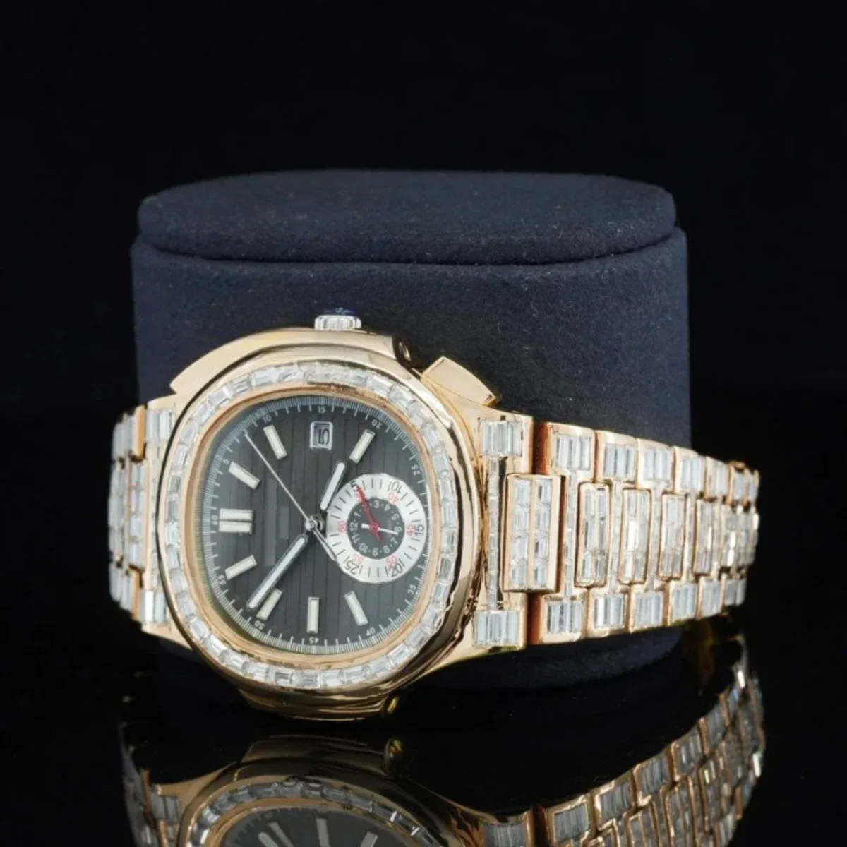 Exceptional Iced Out Moissanite Watch With Automatic Chronograph Waterproof Watch For Men (view 6 of 7)