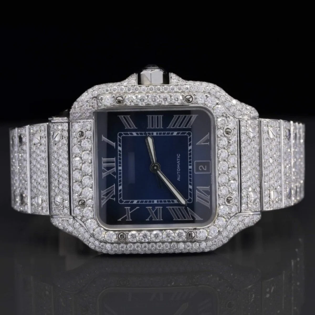 Exotic Fancy Roman Number Moissanite Diamond Dial Watch