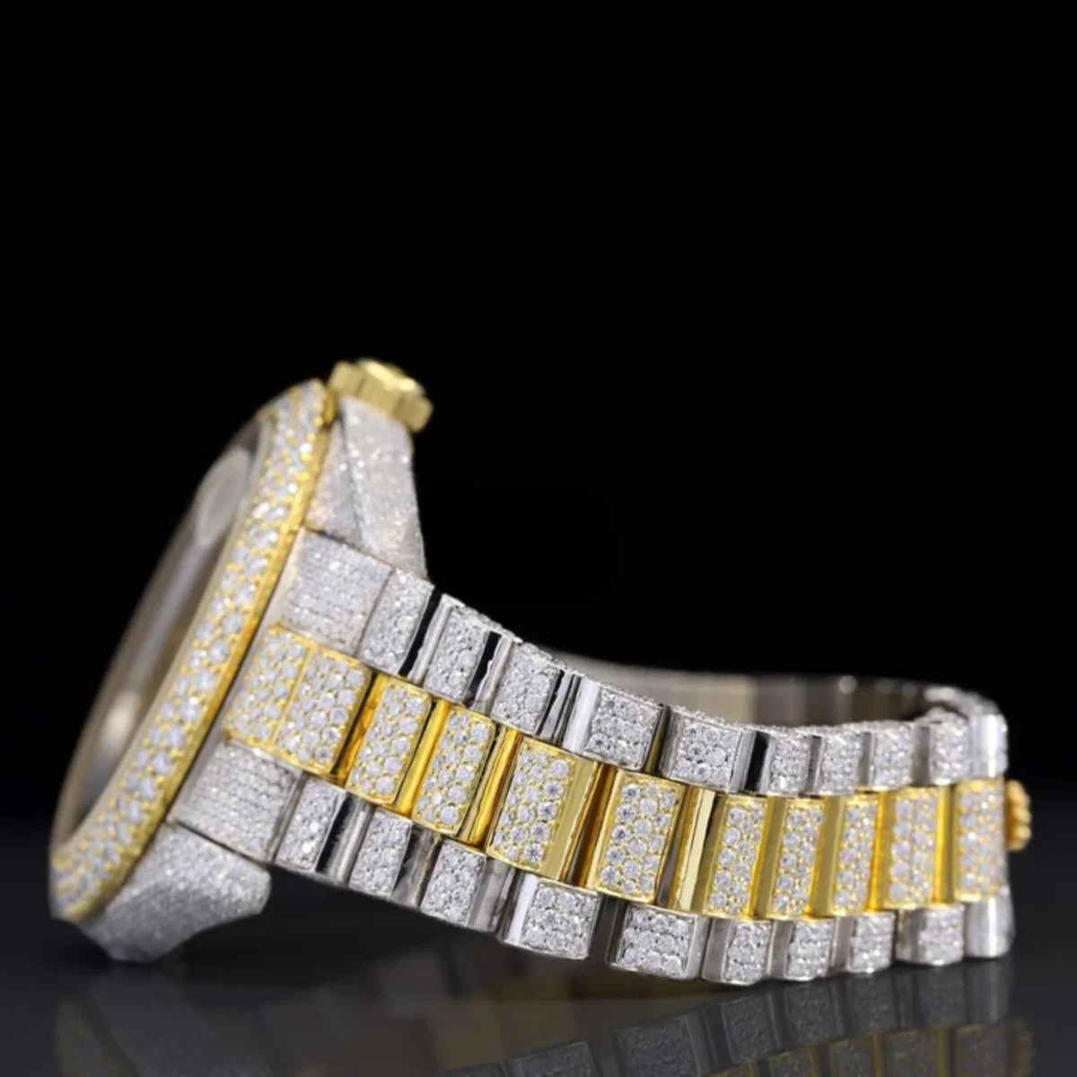 Exquisite Fully Moissanite Watch With Arabic Number Iced Out Automatic Watch (view 5 of 6)