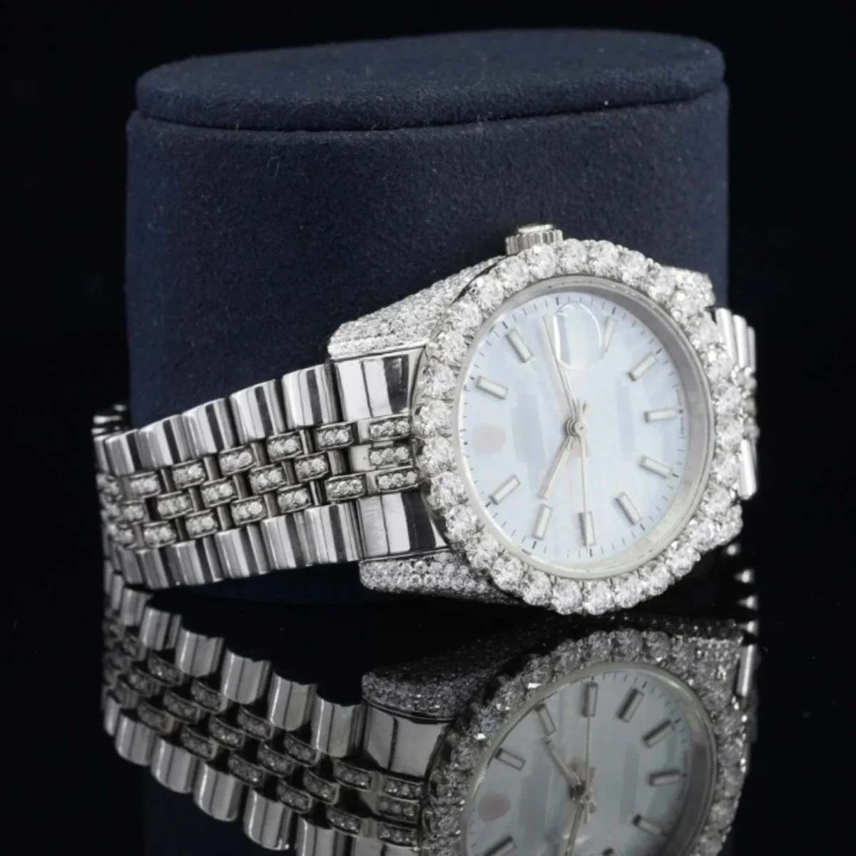Exquisite Iced Out Moissanite Watch And Japan Automatic Movement Watch (view 4 of 6)