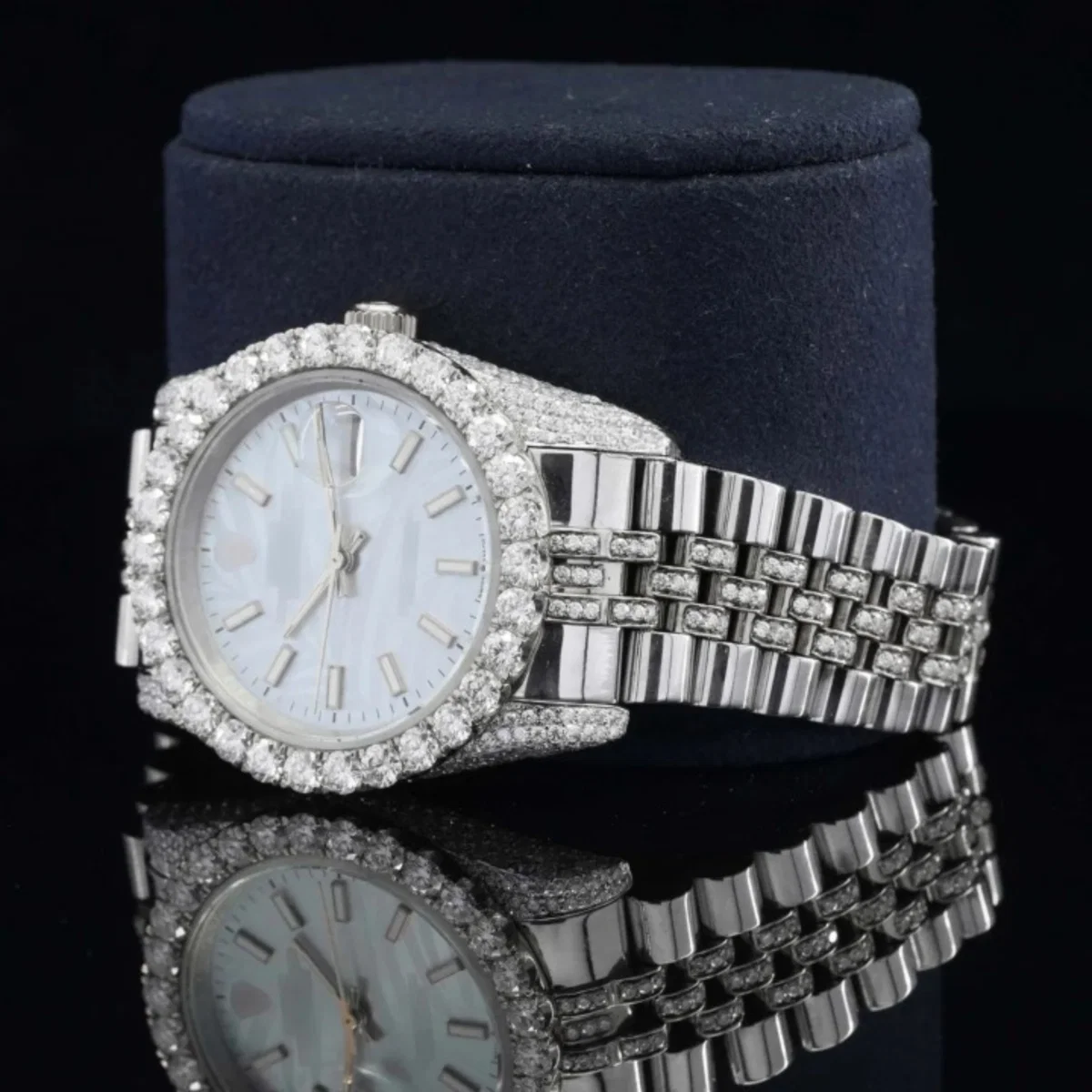 Exquisite Iced Out Moissanite Watch And Japan Automatic Movement Watch (view 5 of 6)