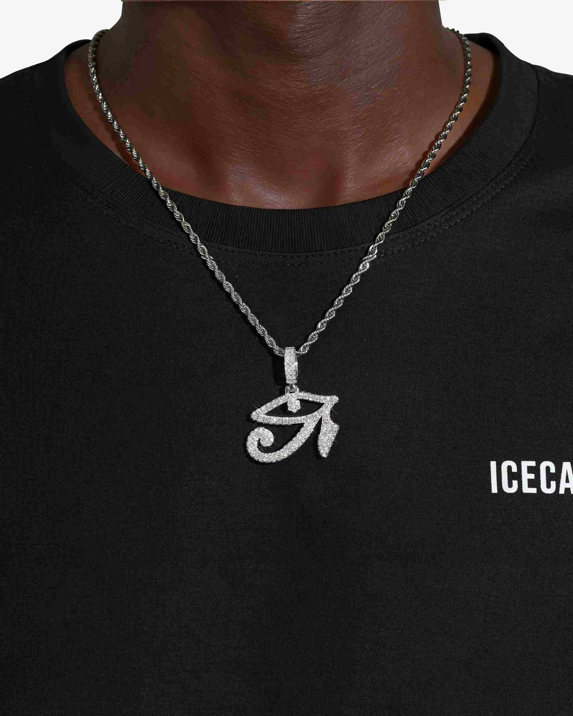 Moissanite Eye of Horus Necklace - chain in white gold (view 2 of 14)