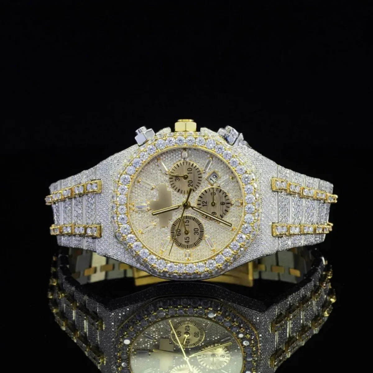 Fabulous Fully Iced Out Moissanite Diamond Watch Fully Automatic