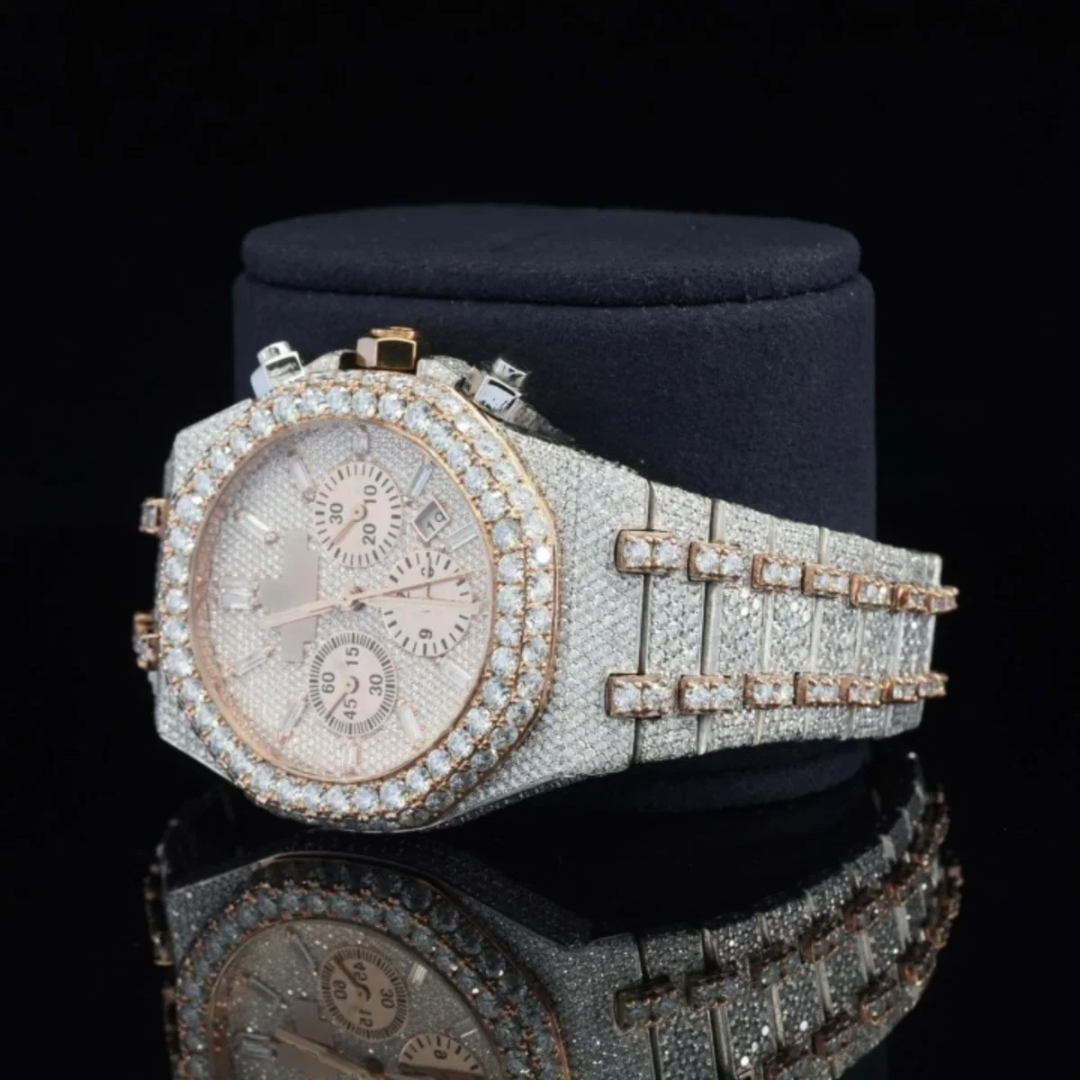 Fabulous Fully Iced Out Moissanite Diamond Watch Fully Automatic (view 3 of 6)