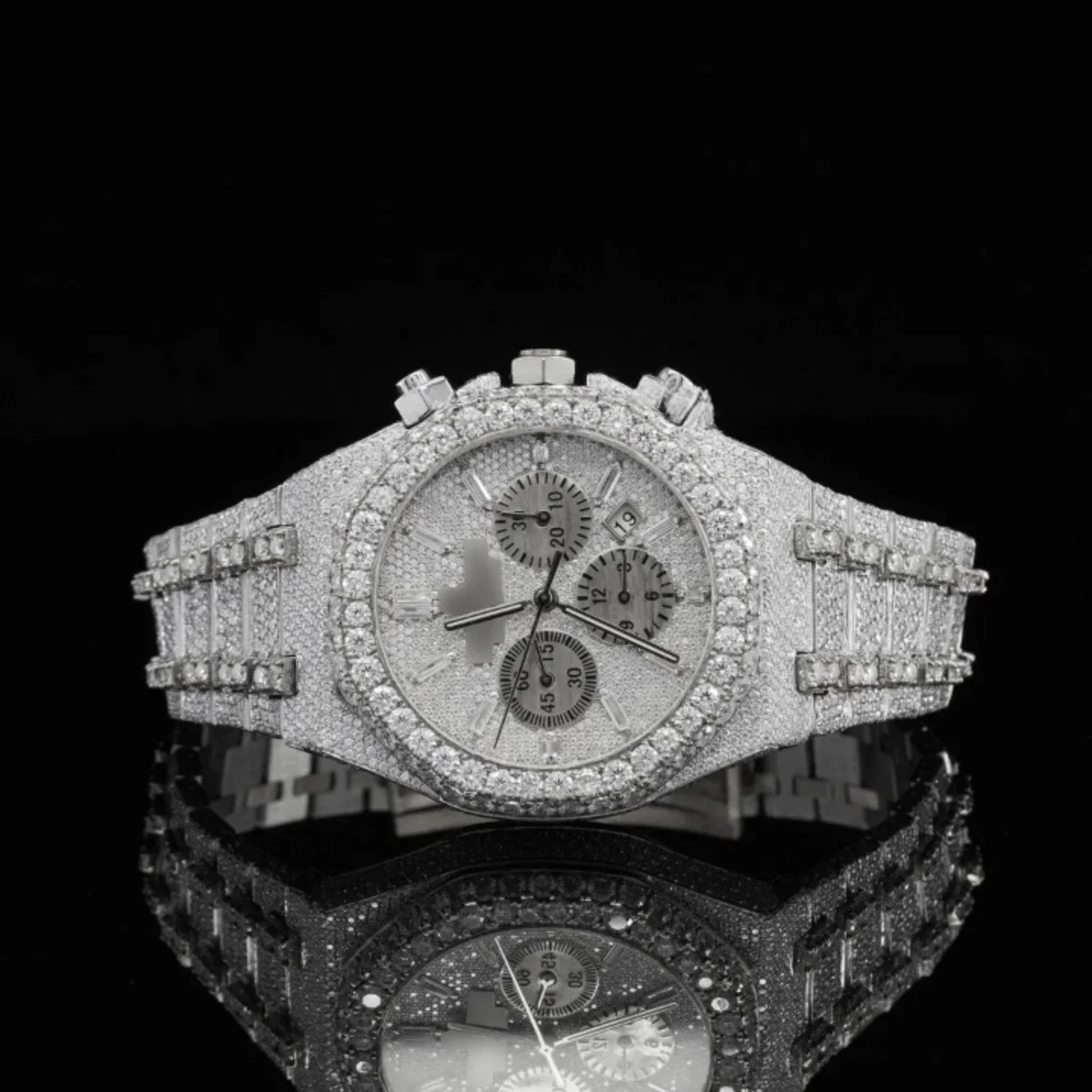 Fabulous Fully Iced Out Moissanite Diamond Watch Fully Automatic (view 5 of 6)