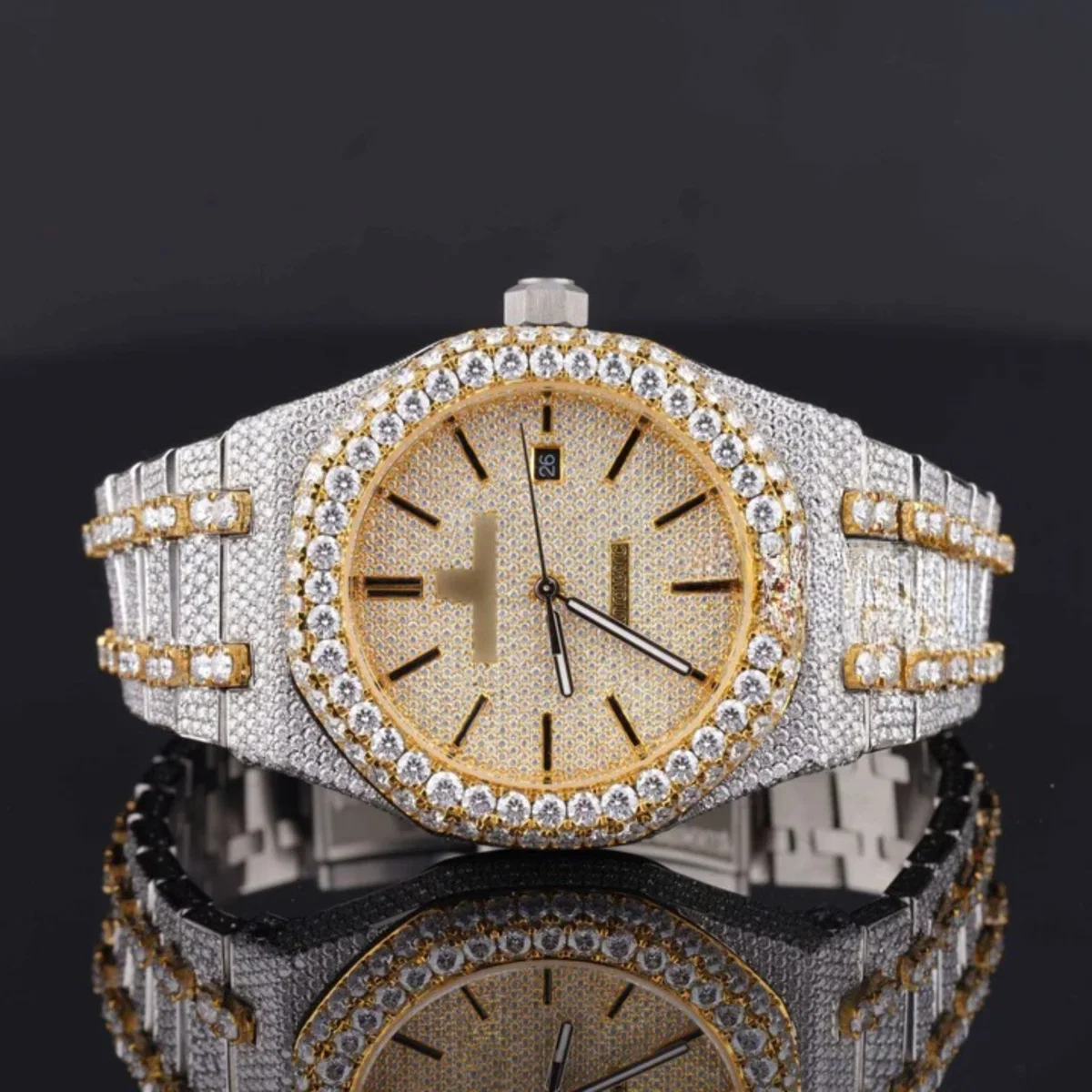 Fabulous Iced Out Automatic Analog Moissanite Diamond Watch (view 4 of 7)