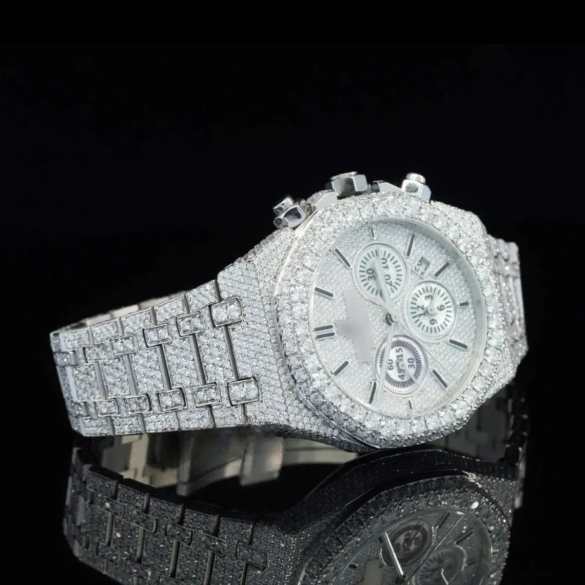 Fabulous Iced Out Automatic Moissanite Diamond Wrist Watch For Men (view 2 of 4)