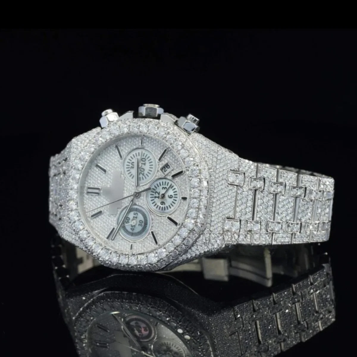 Fabulous Iced Out Automatic Moissanite Diamond Wrist Watch For Men (view 3 of 4)